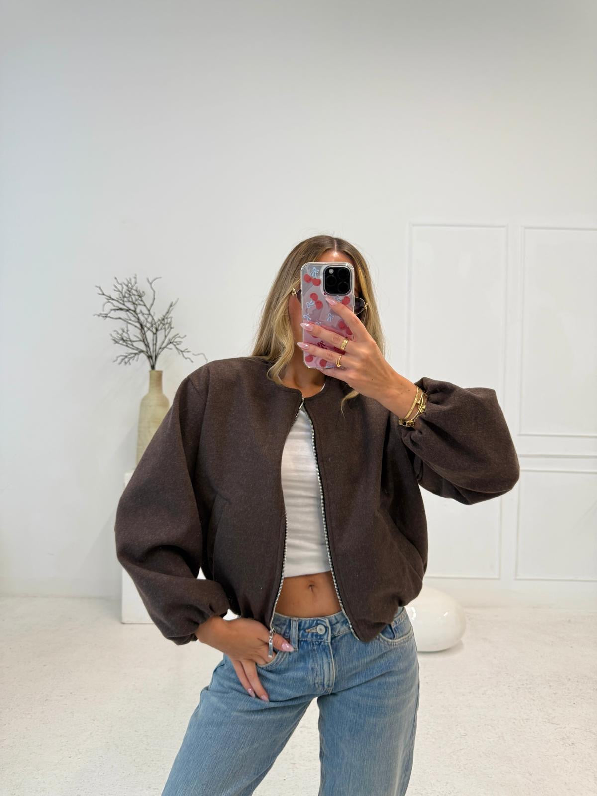 bomber jacket - brown
