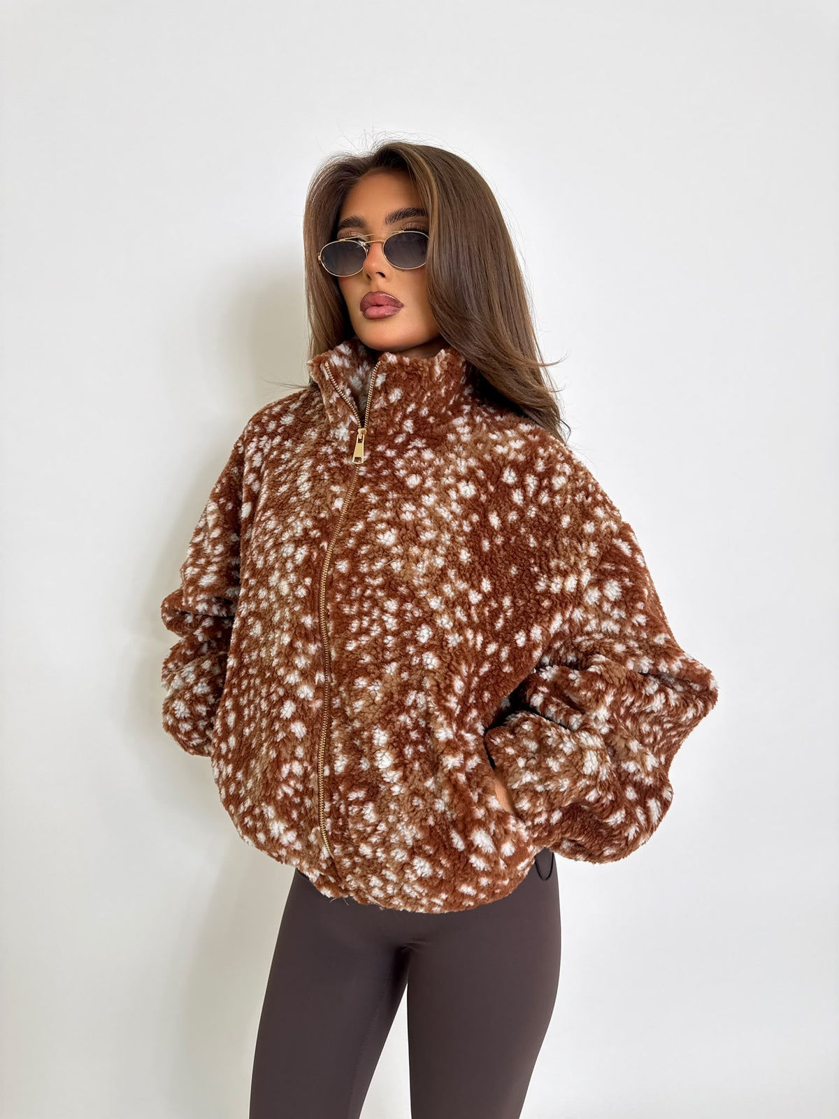 Bambi gold zip fleece - tan