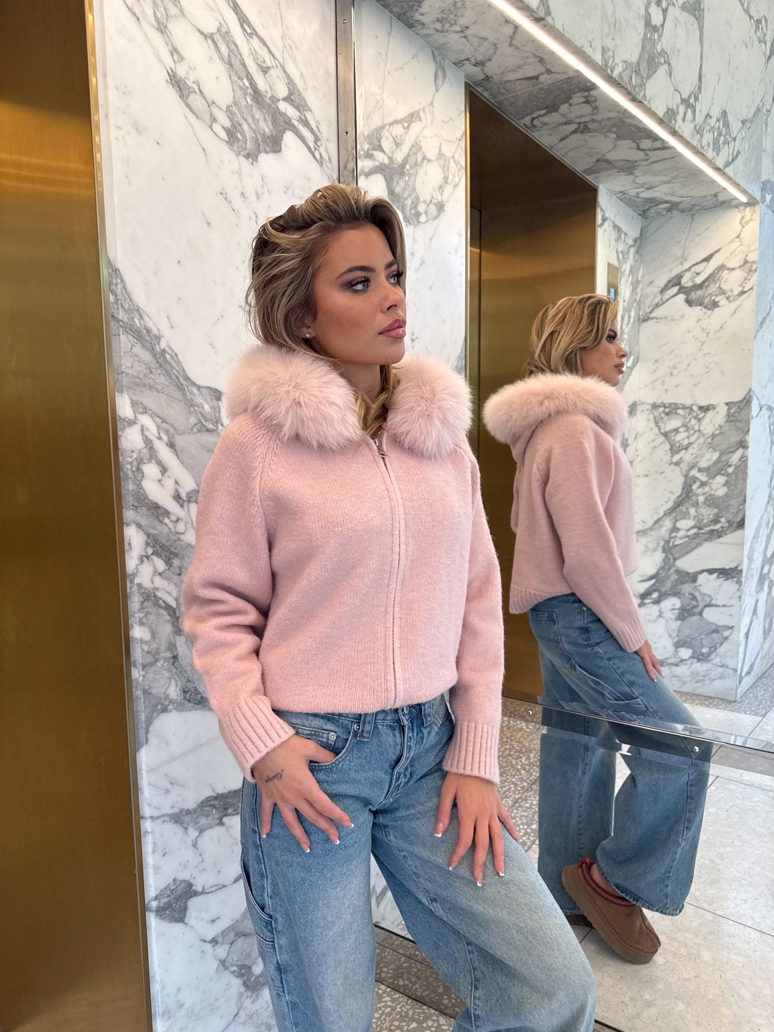 Luxury Fur Cardigan Jacket - baby pink PRE ORDER
