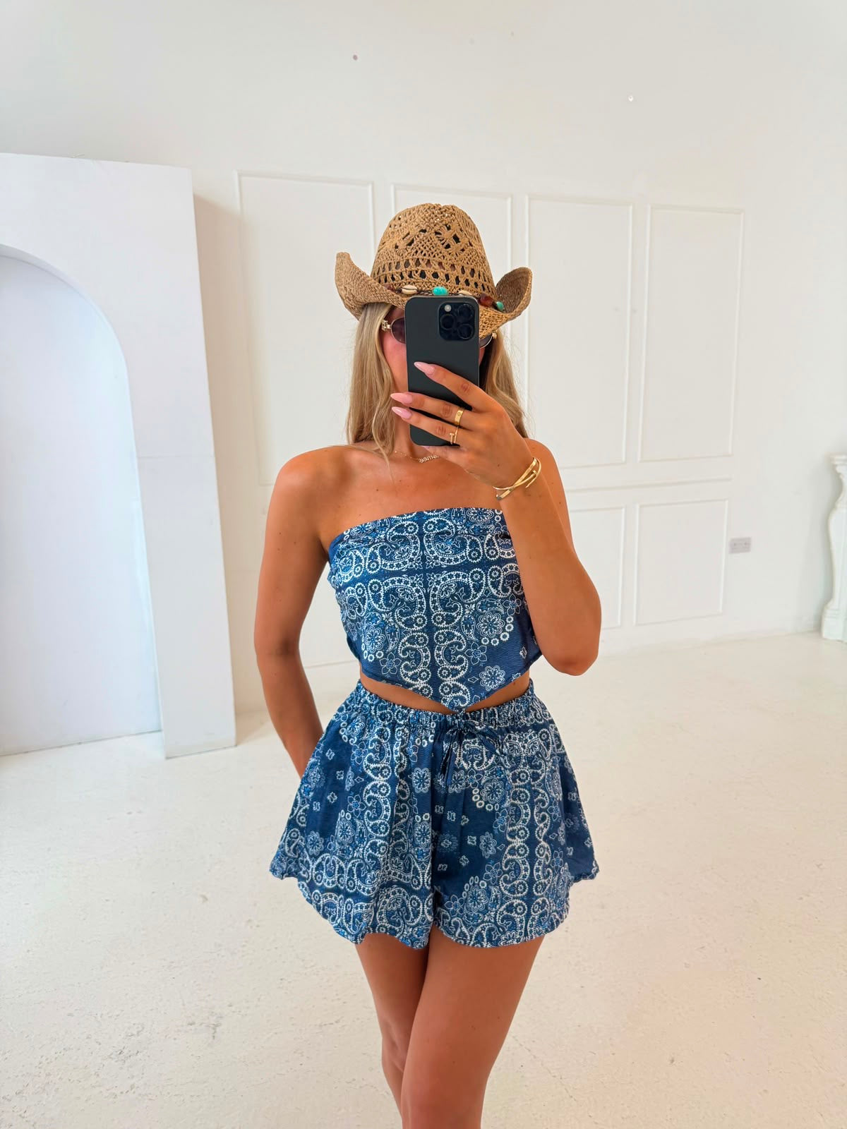Bandana bandeau co-ord - navy