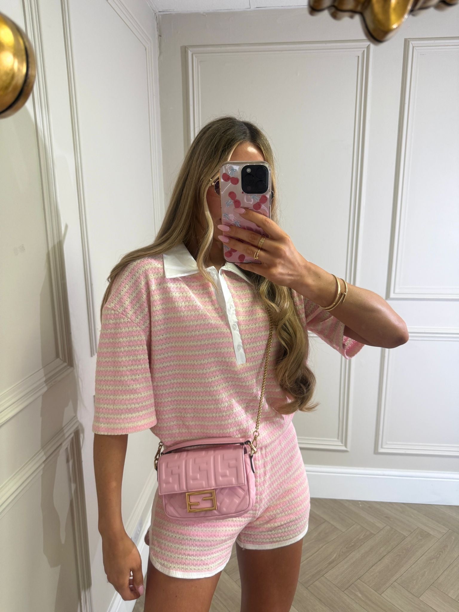 Collar stripe co-ord - pink