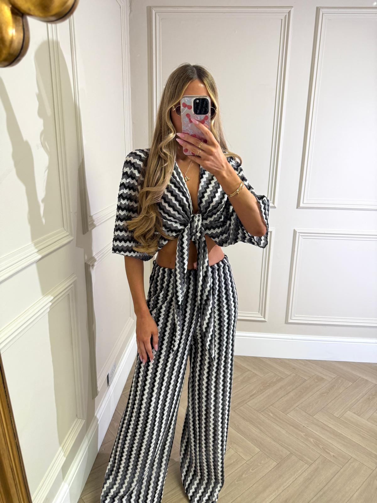 Zig zag knit two piece - black