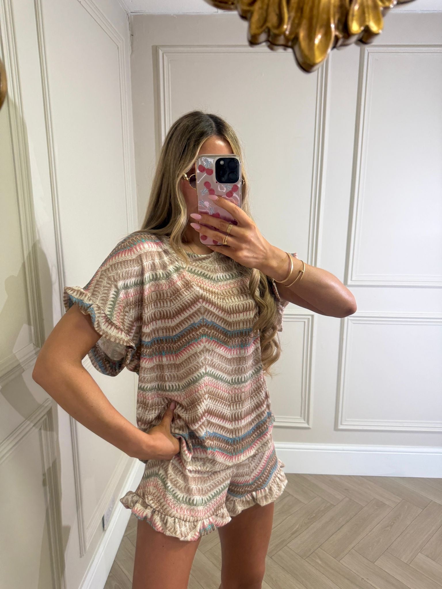 Frill pattern co-ord - beige