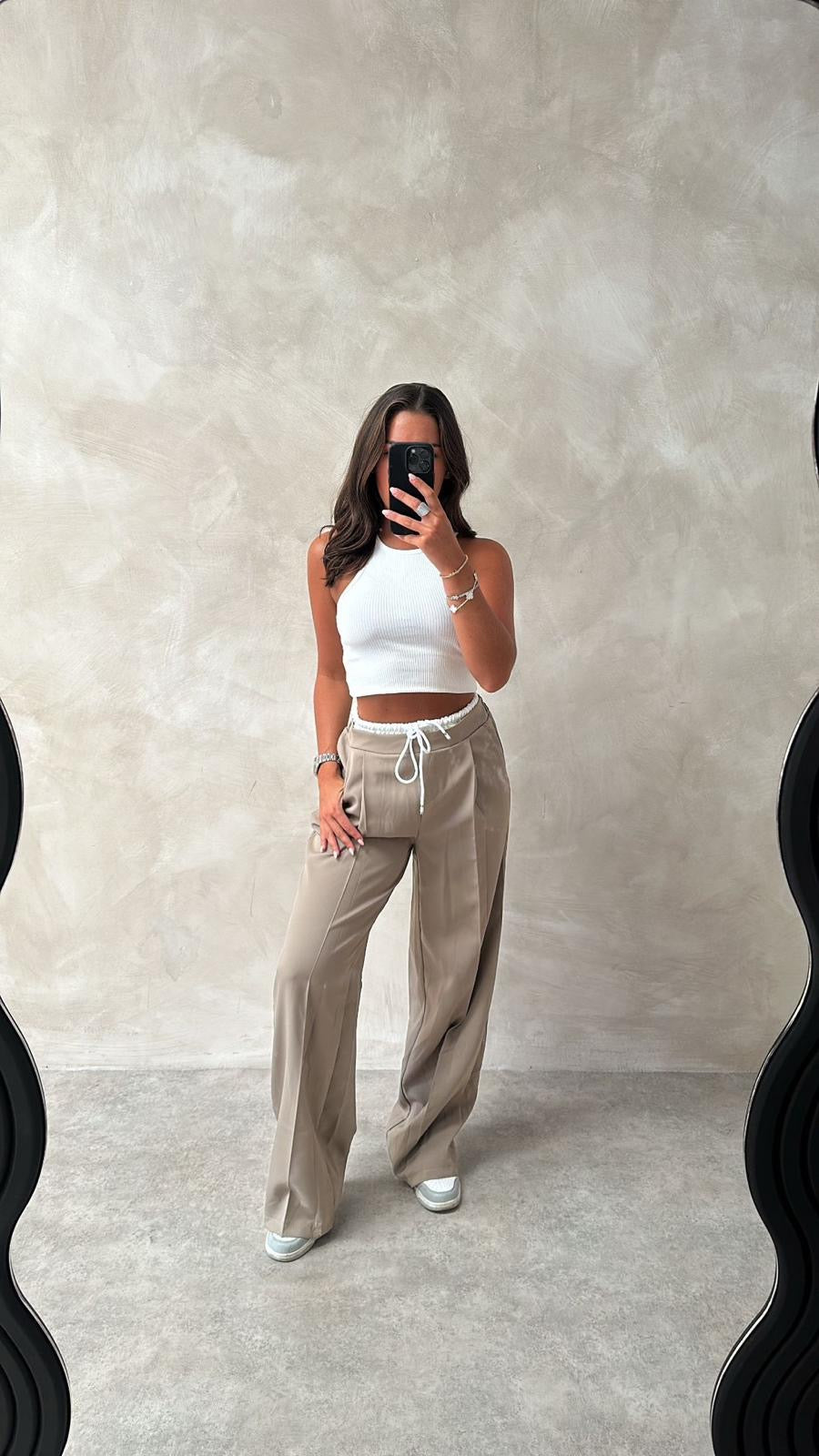 White waistband trousers - beige