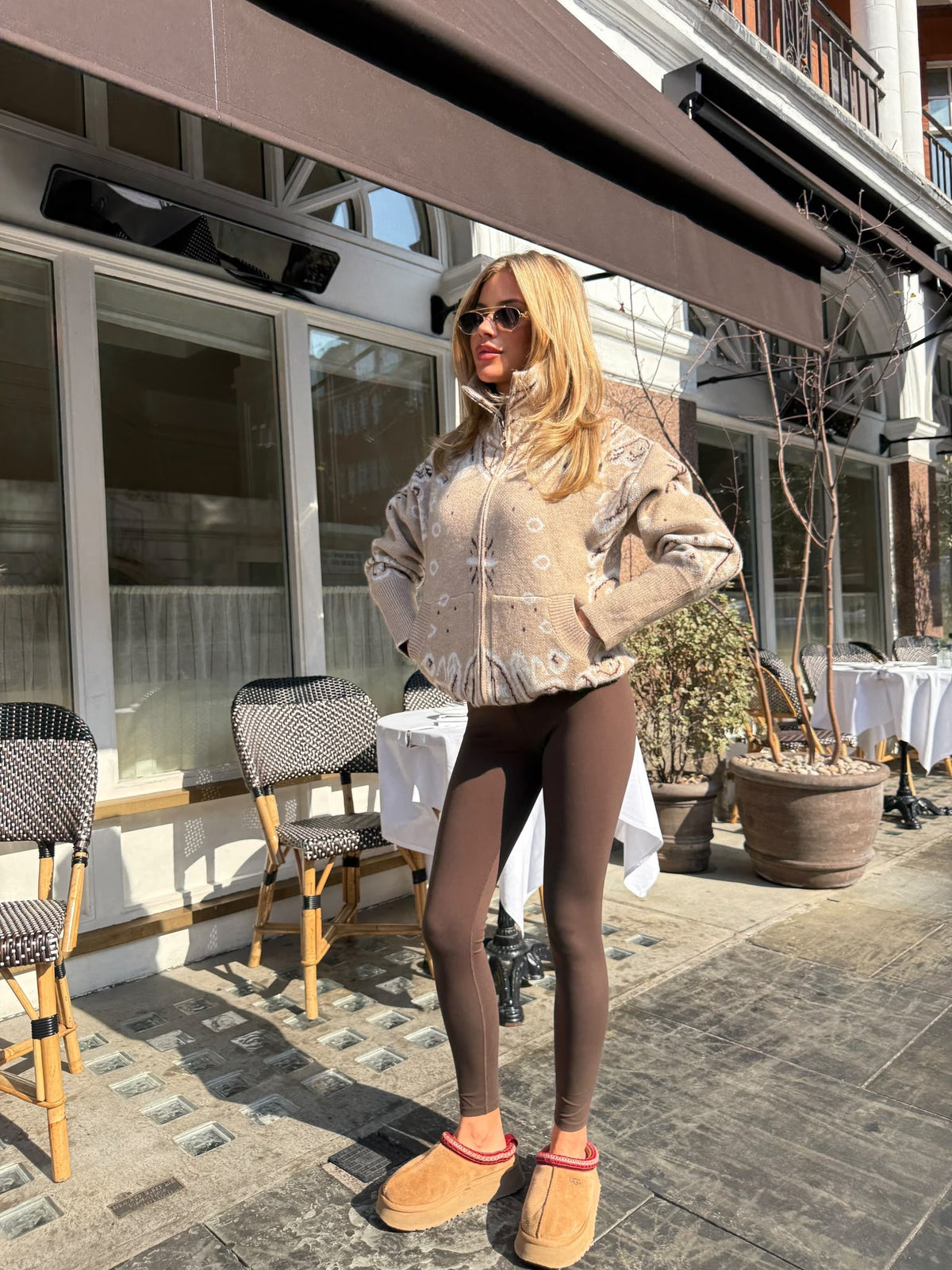 Bandana knit cardigan - beige