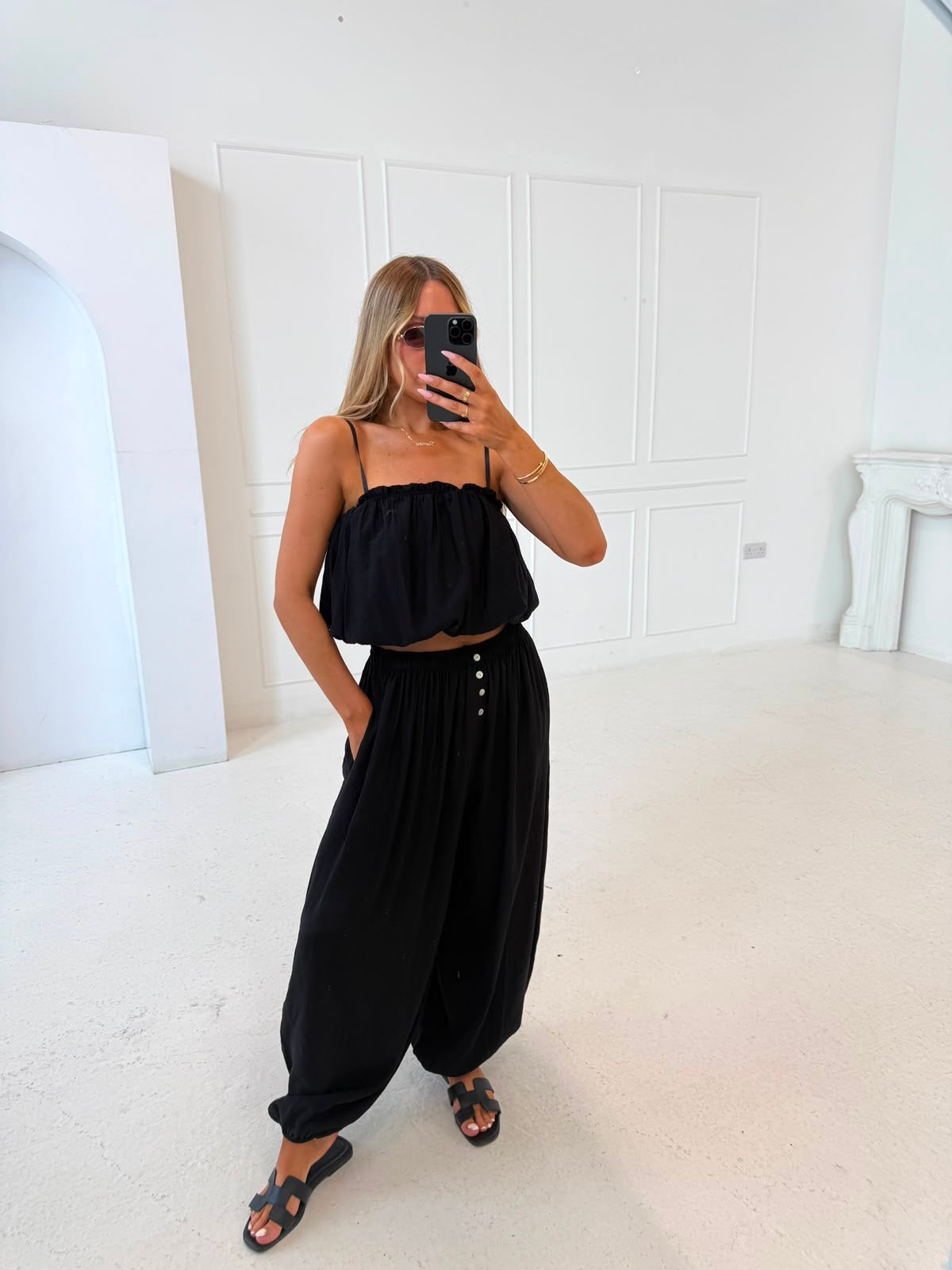 Harem trouser co-ord - black