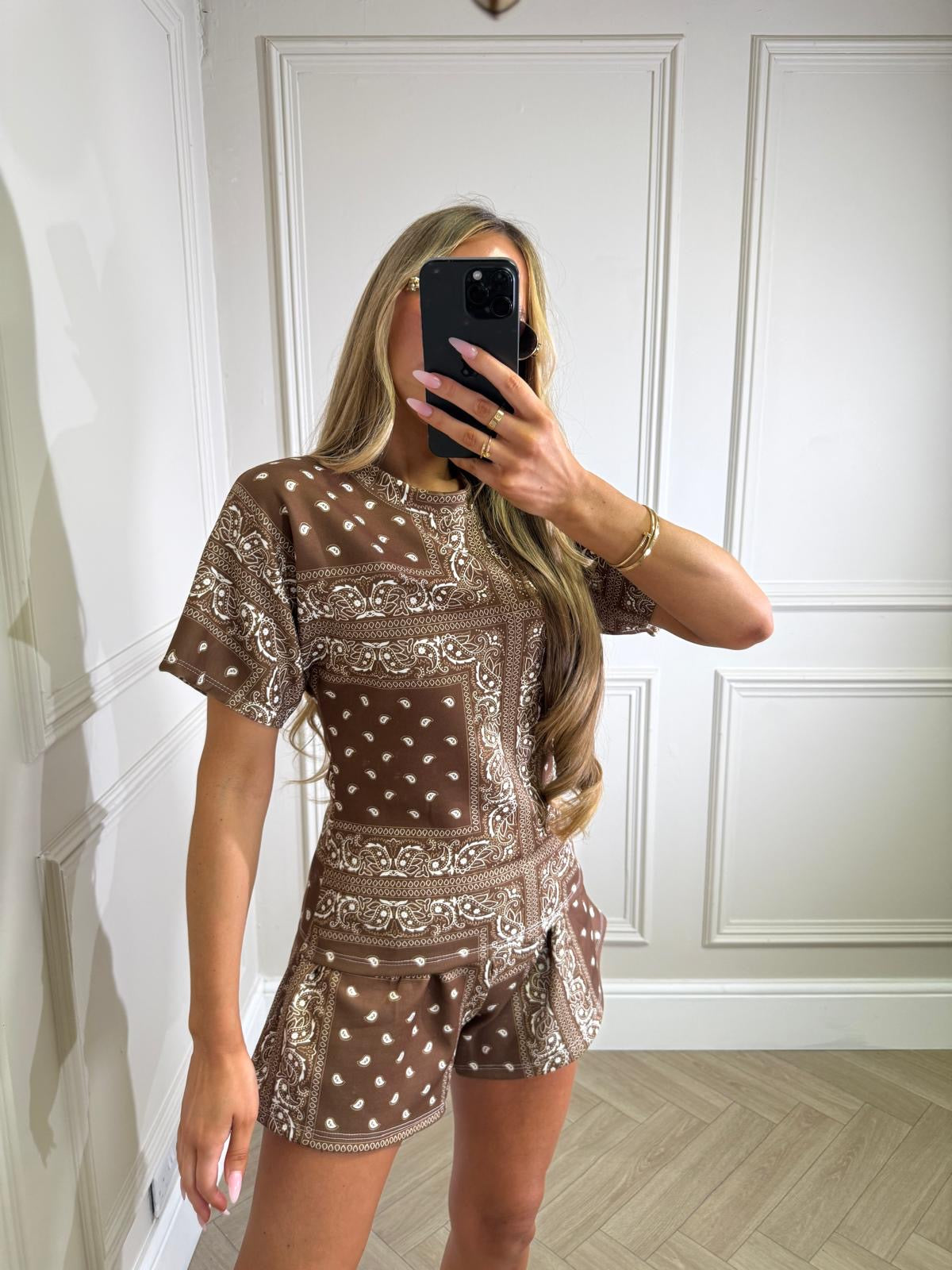 Tshirt bandana co-ord - brown