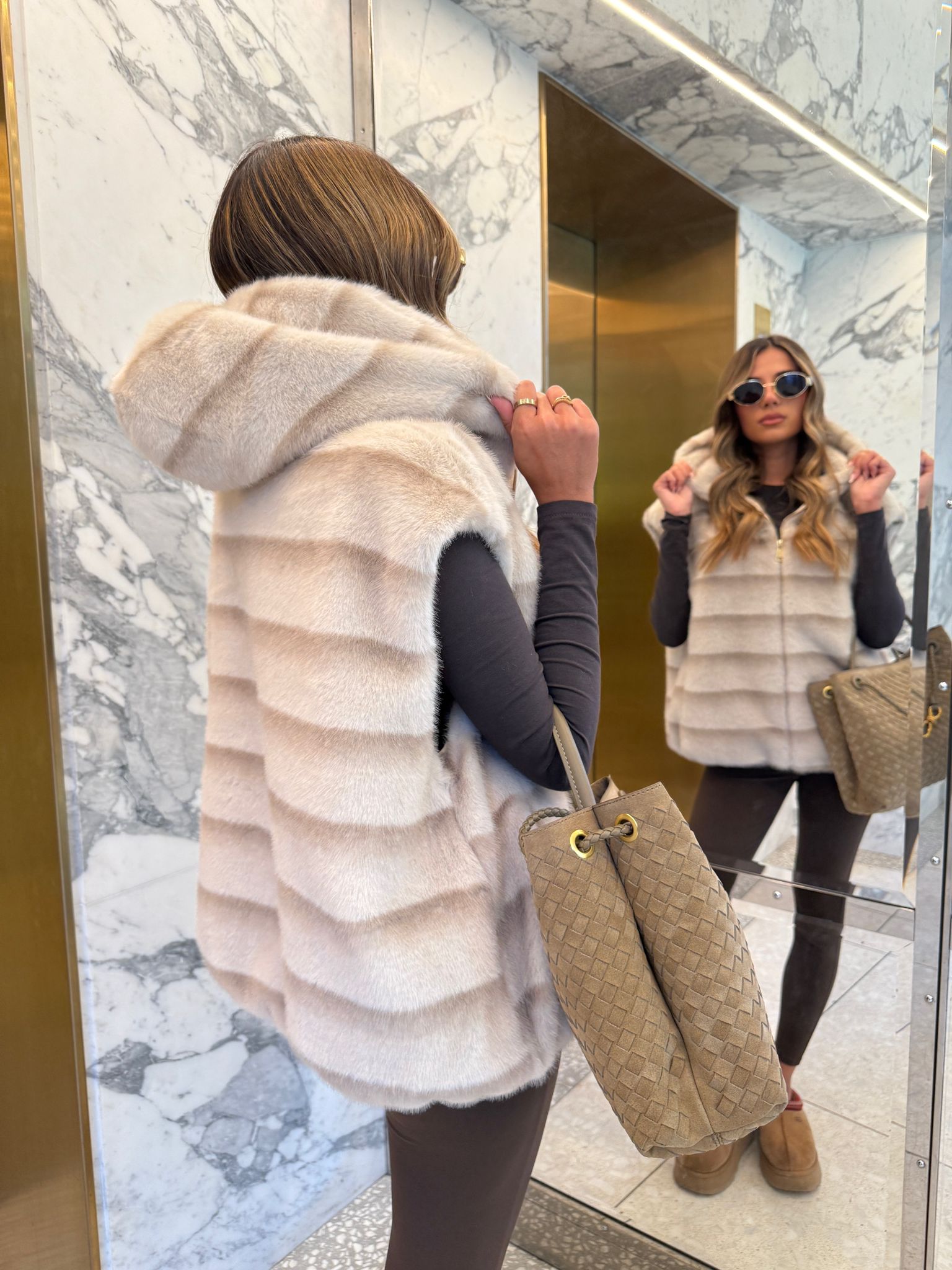 Luxury faux fur gilet - cream
