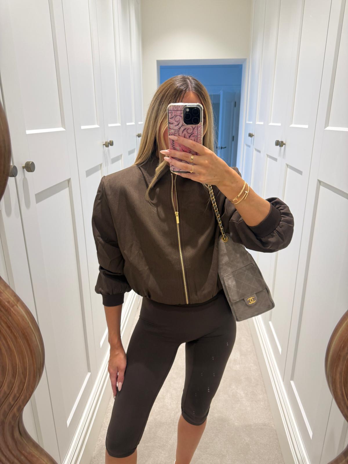Shoulder pad collar jacket - brown