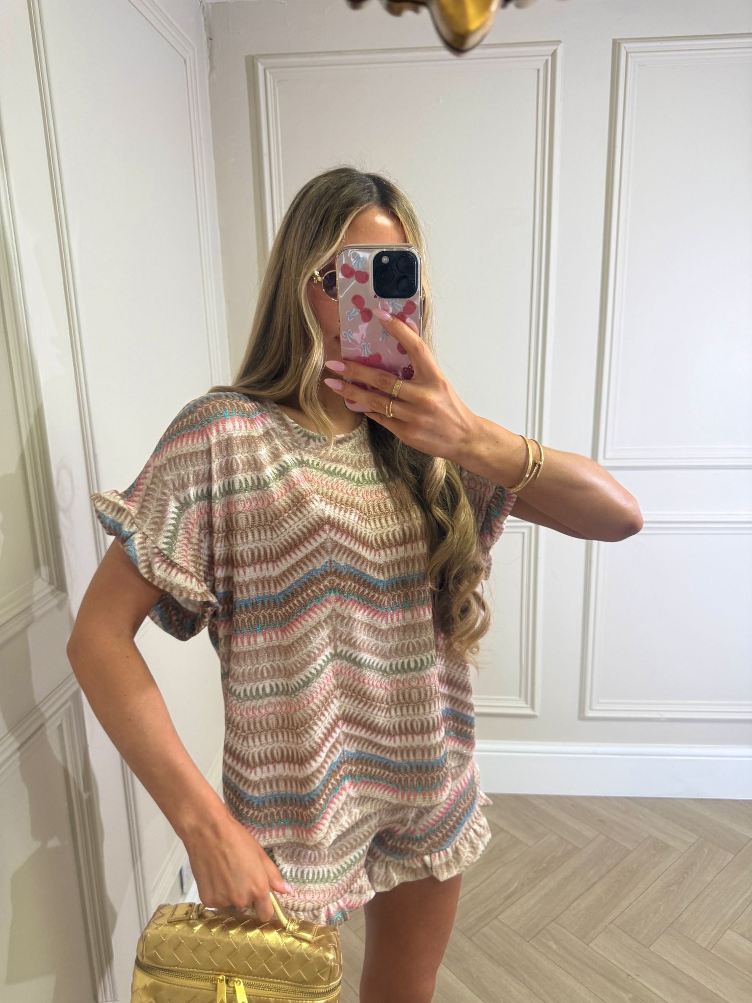 Frill pattern co-ord - beige