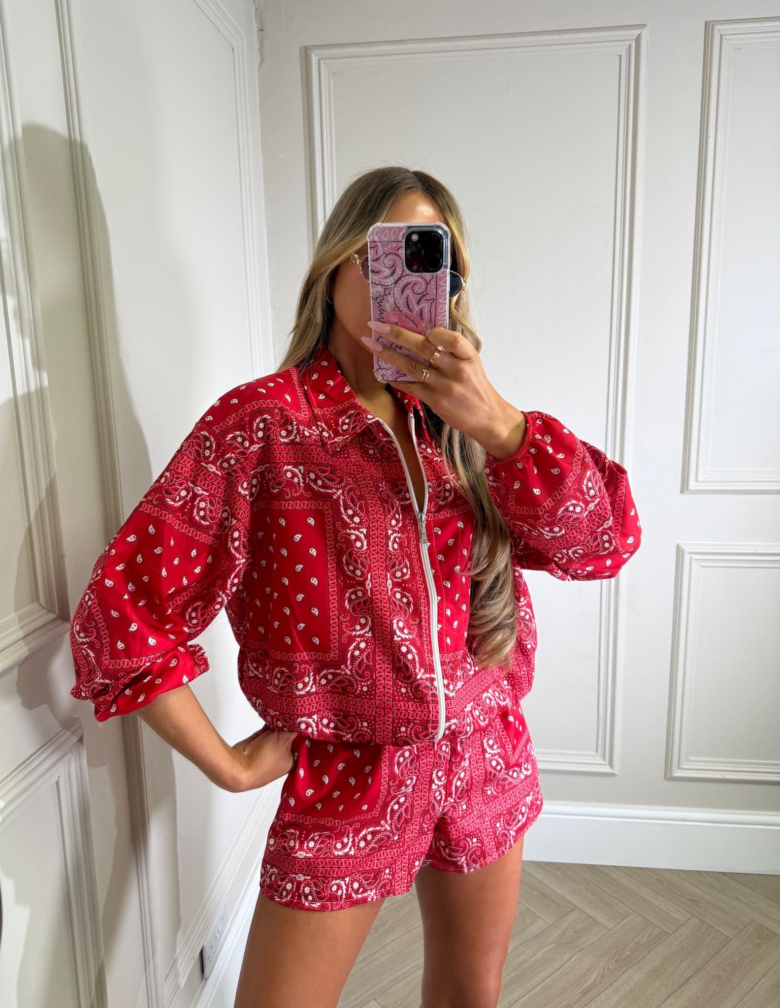 Lucia jacket and short co-ord - bandana red