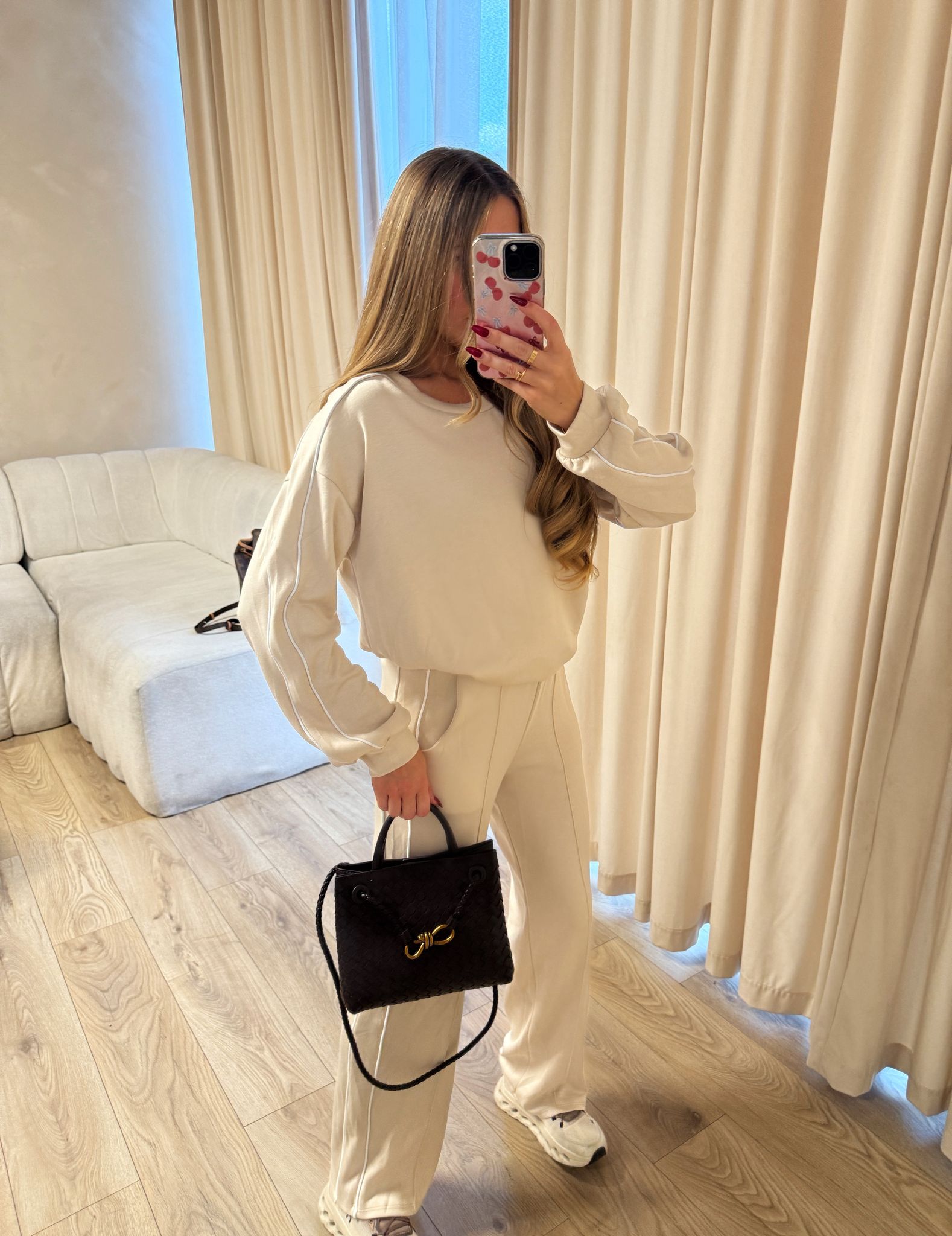 Stripe side tracksuit - beige