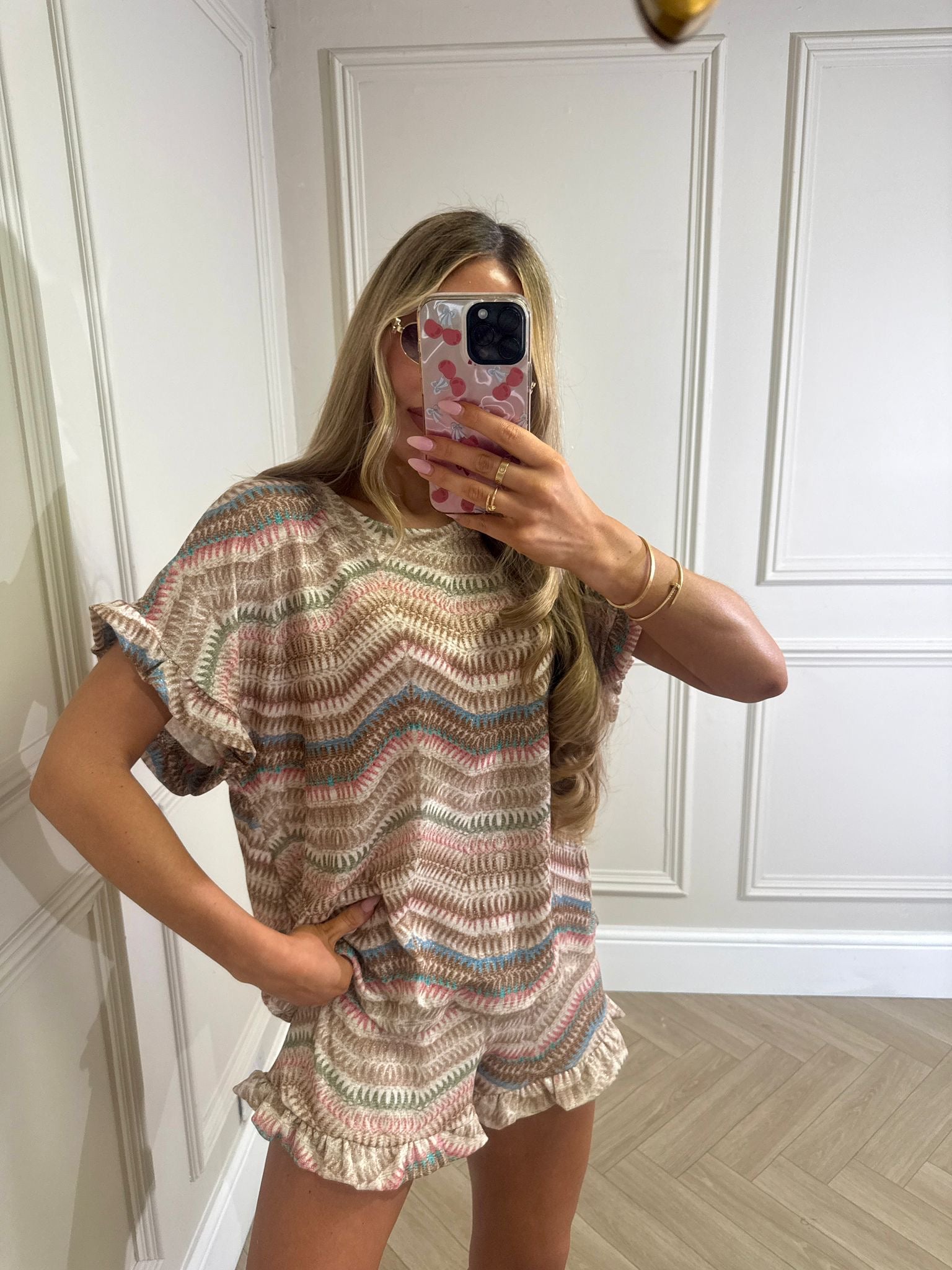 Frill pattern co-ord - beige