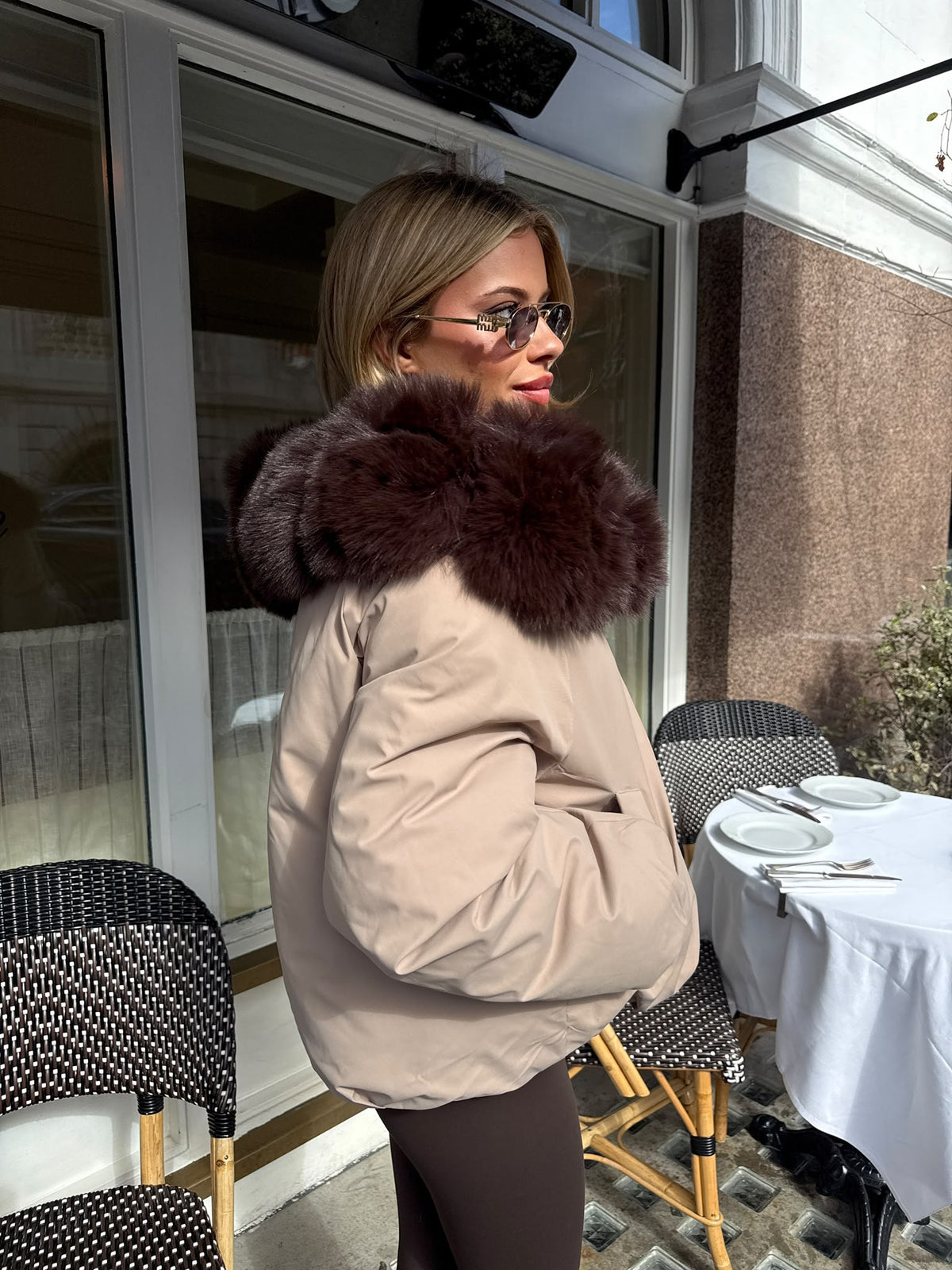 Selina faux fur jacket - beige