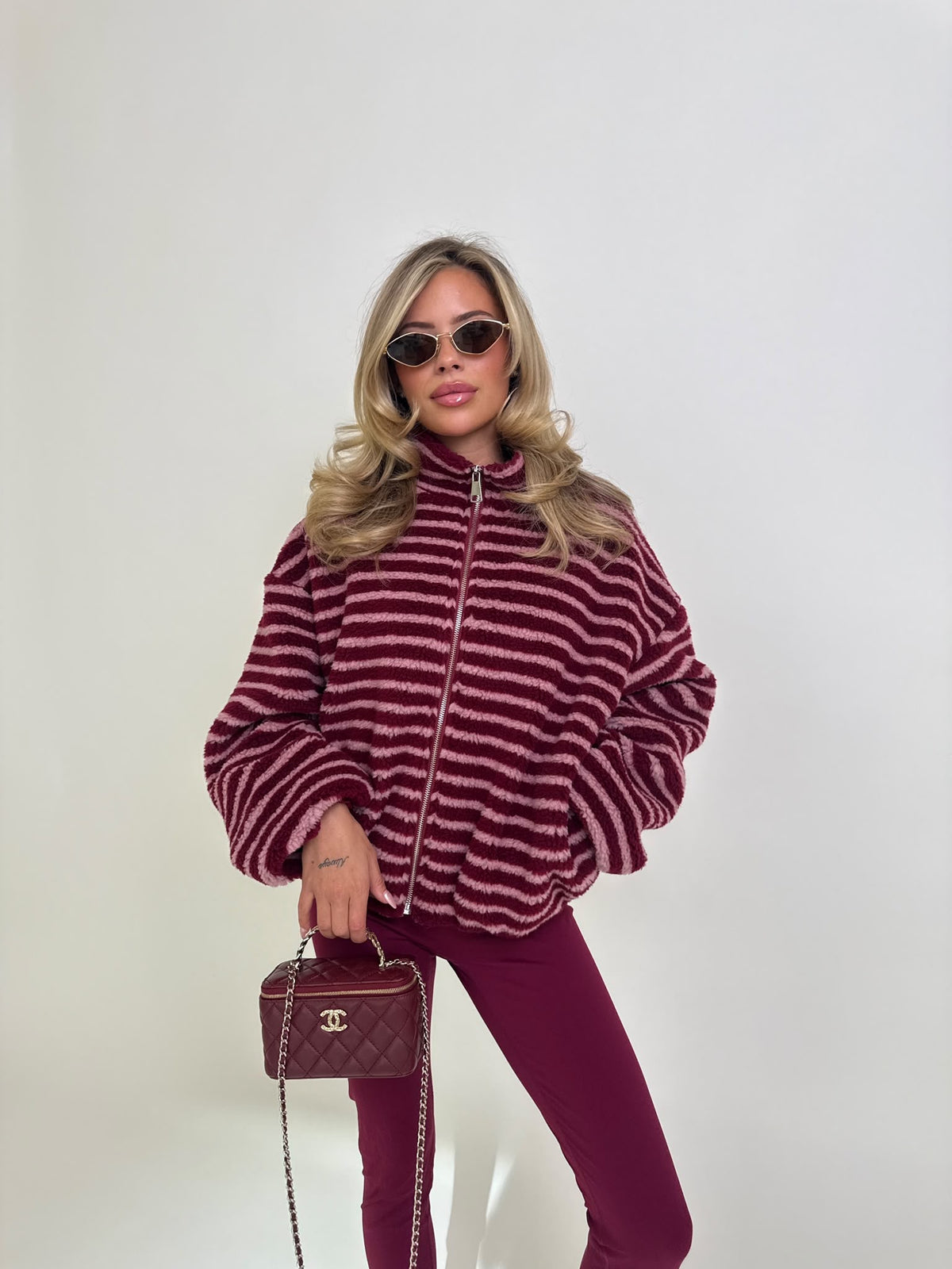 Stripe fleece - wine