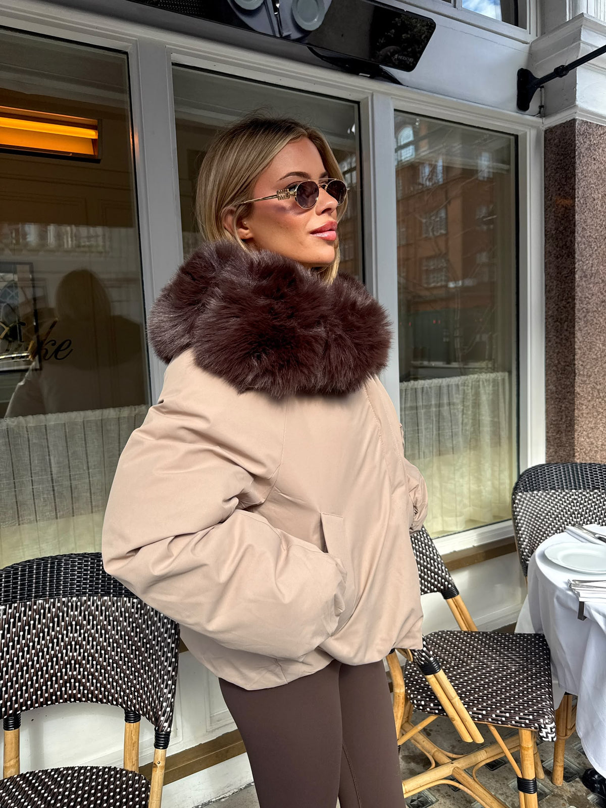 Selina faux fur jacket - beige