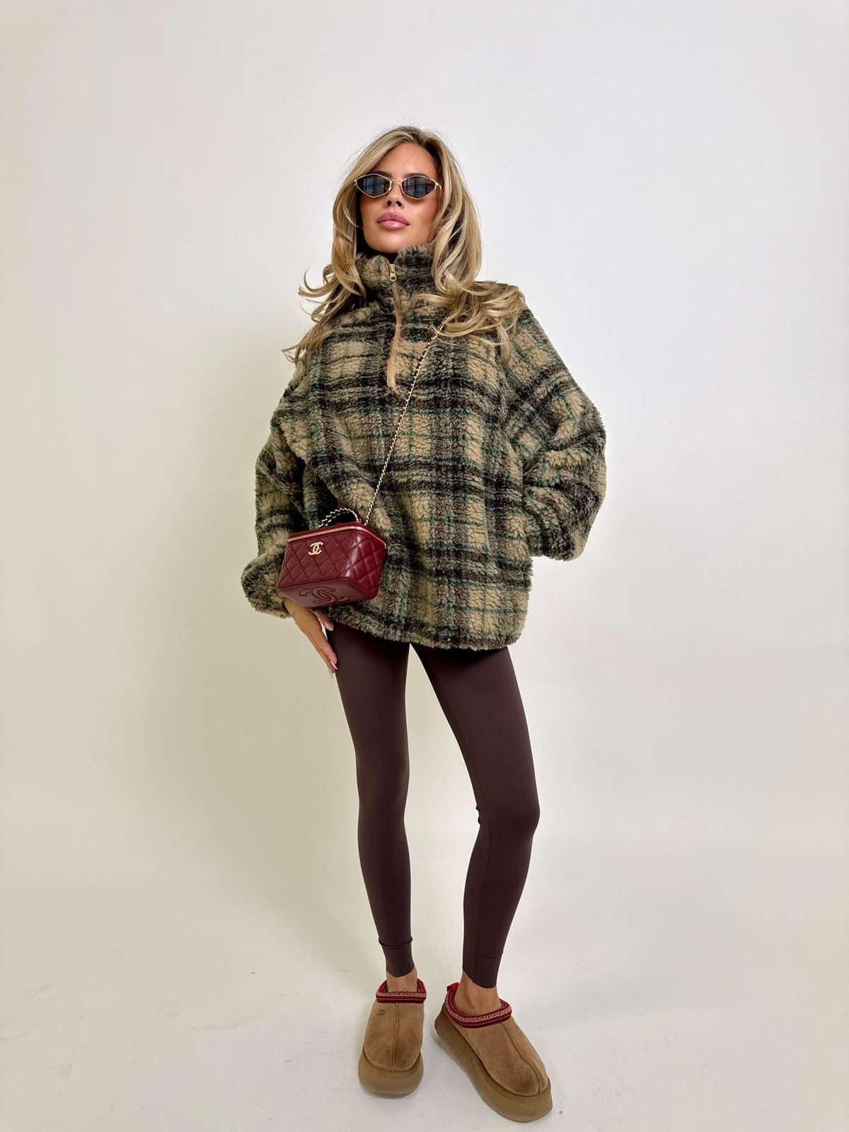 Check fleece - beige