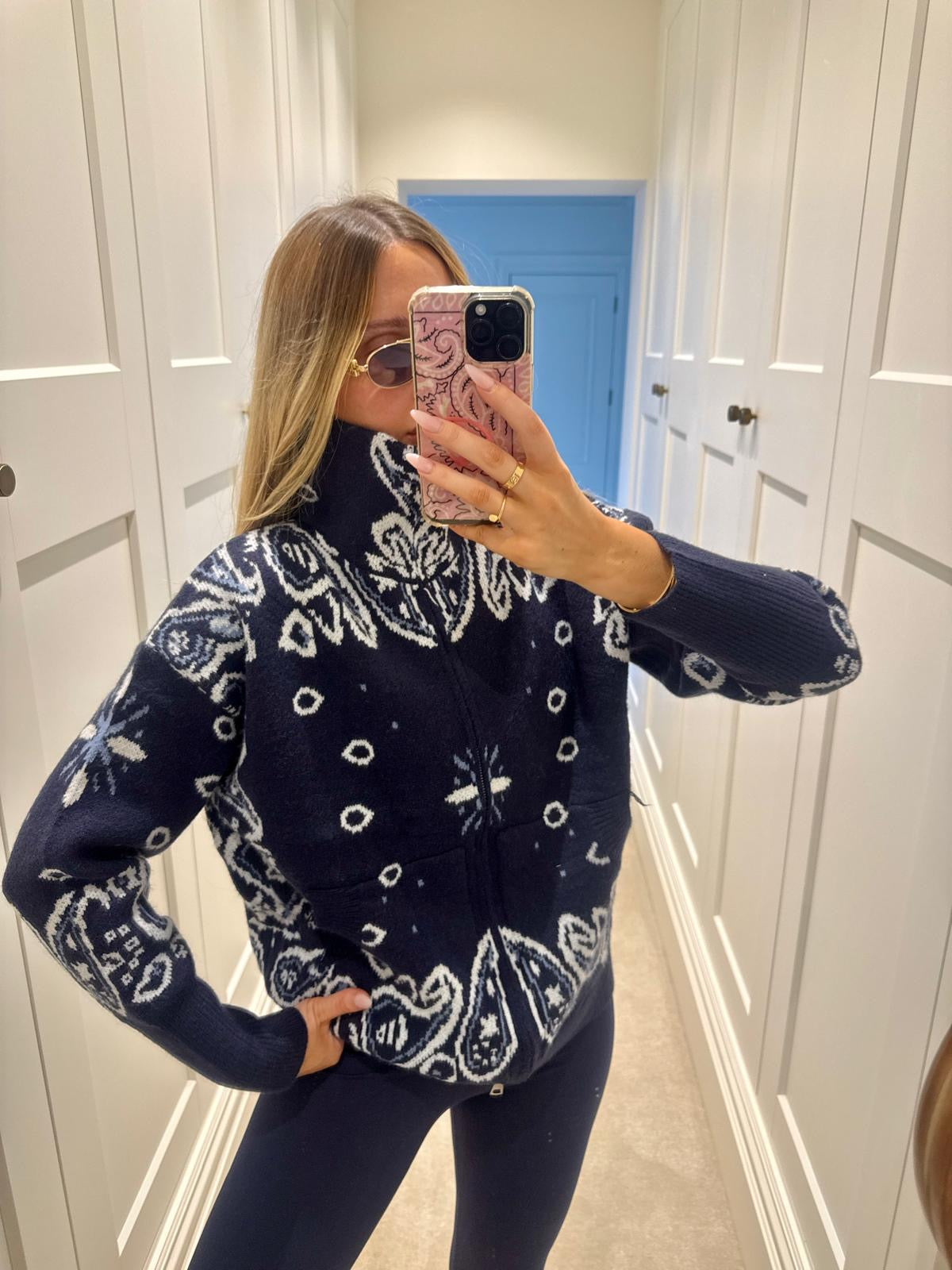 Bandana knit cardigan - navy