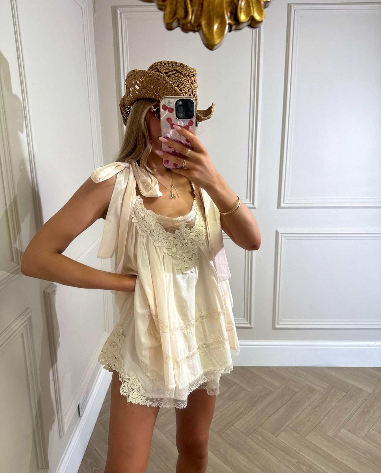 Straw cowboy hat - beige