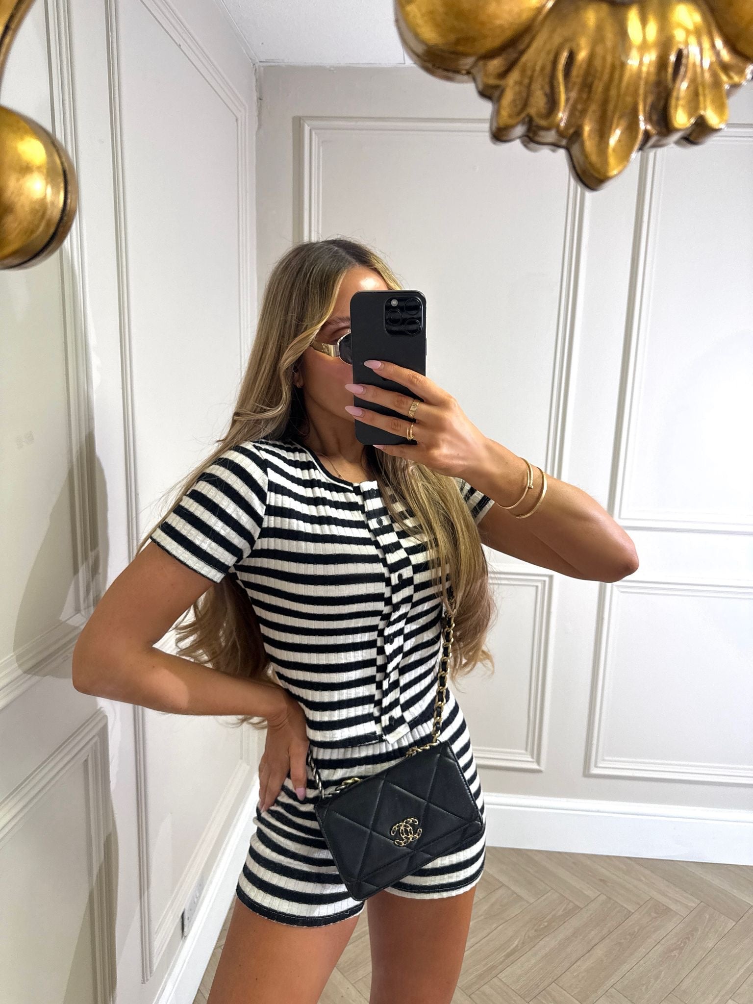 Stripe knit co-ord - black