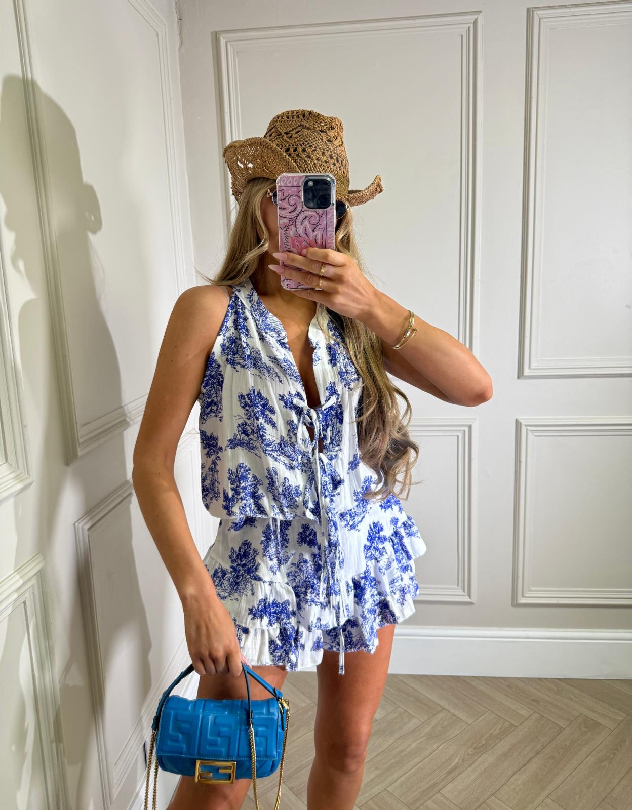 Toile tie playsuit - blue