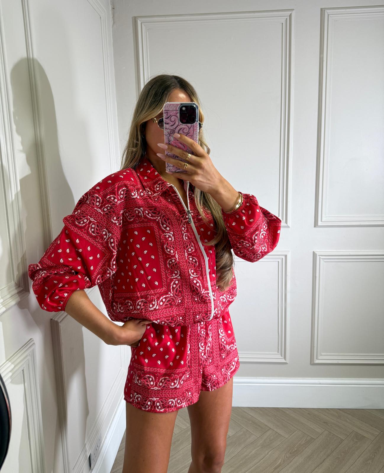 Lucia jacket and short co-ord - bandana red