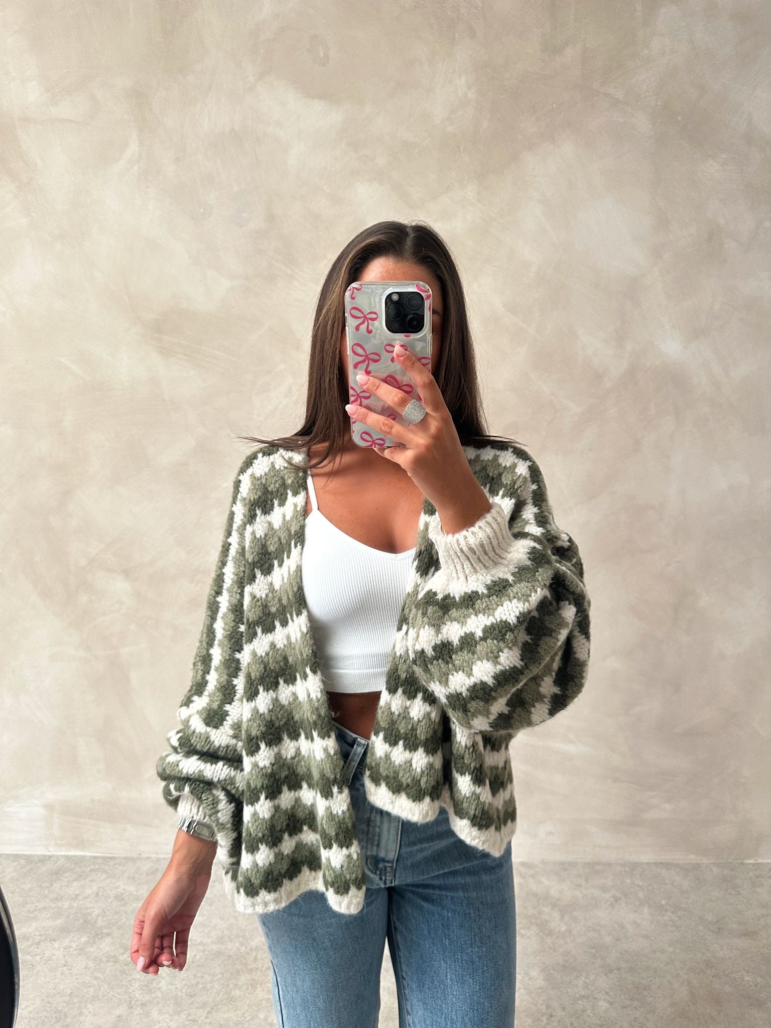 Pattern cardigan - khaki