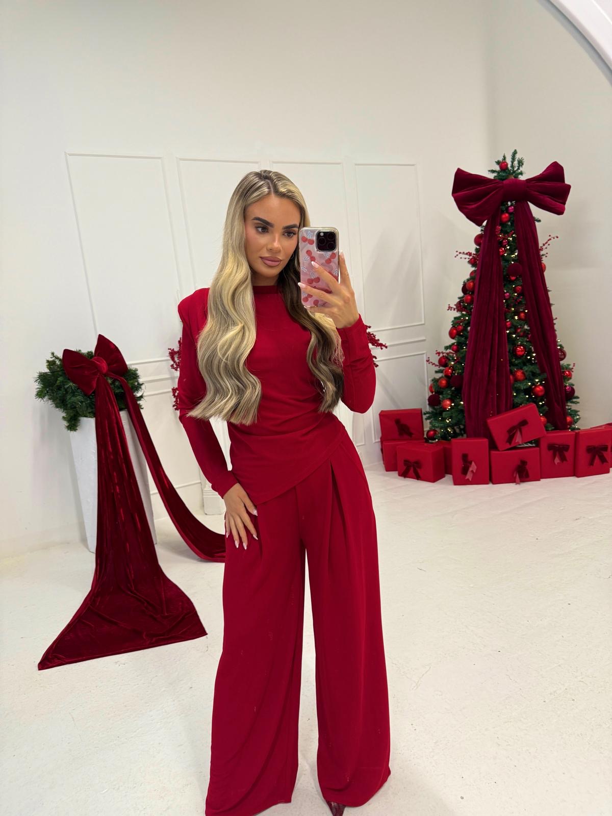 Palma long sleeve co-ord- Red