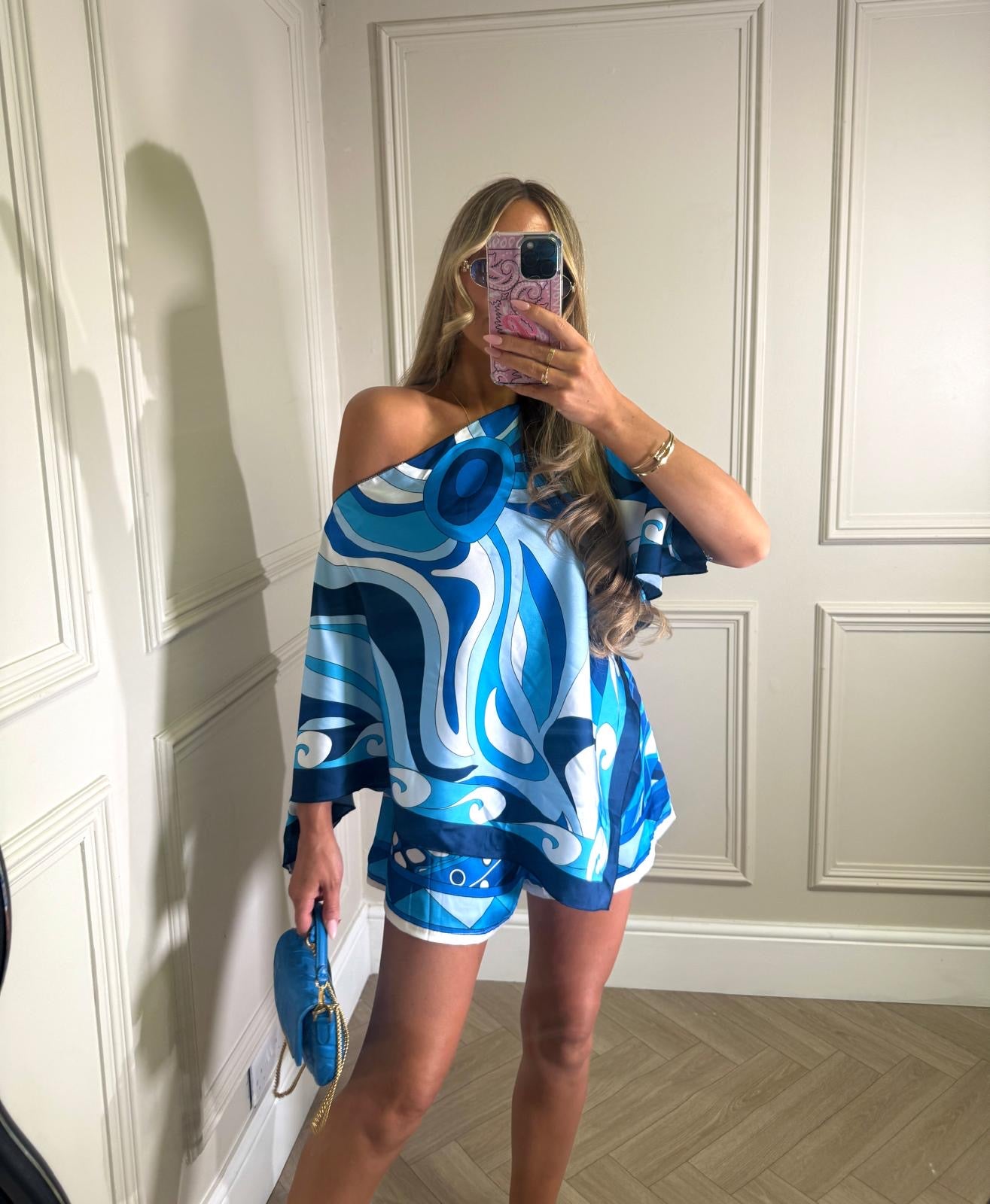 Cape top co-ord - royal blue