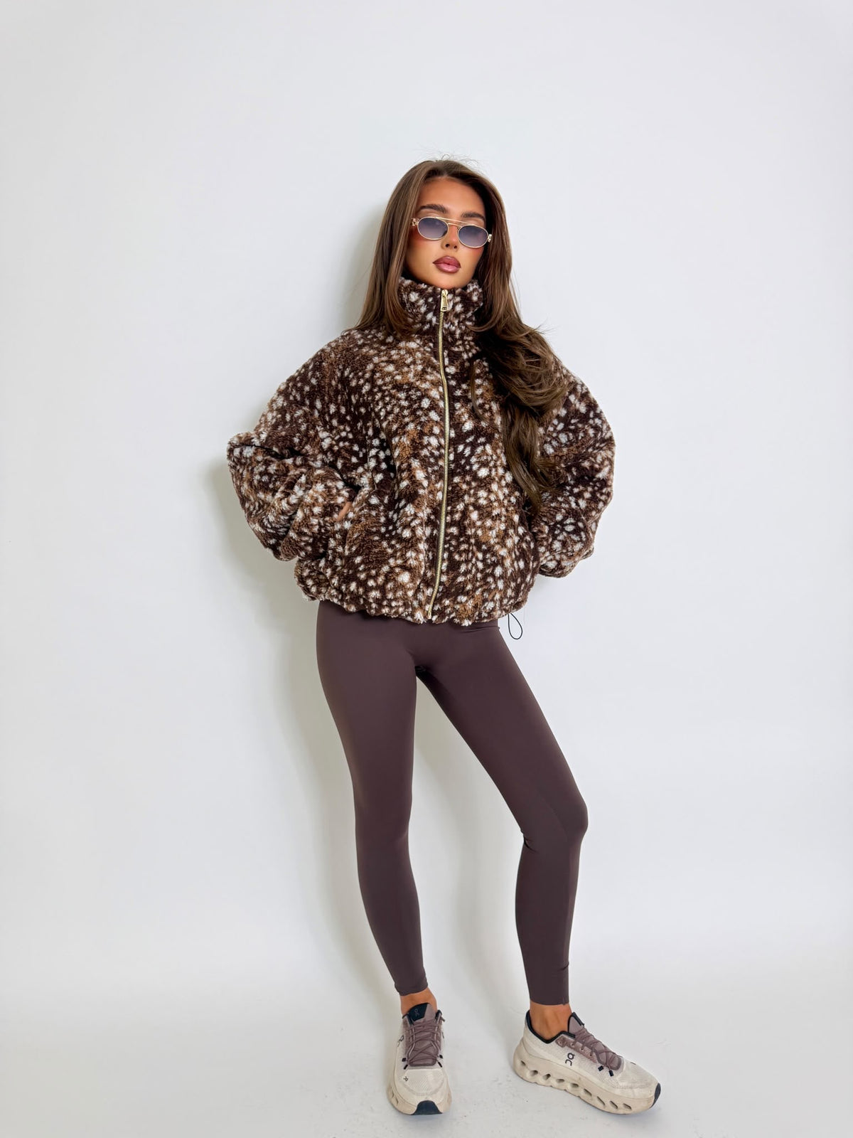 Bambi gold zip fleece - brown