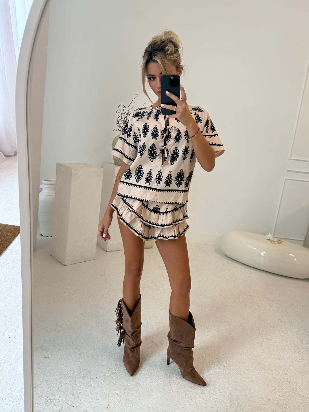 Esme Print co-ord - beige