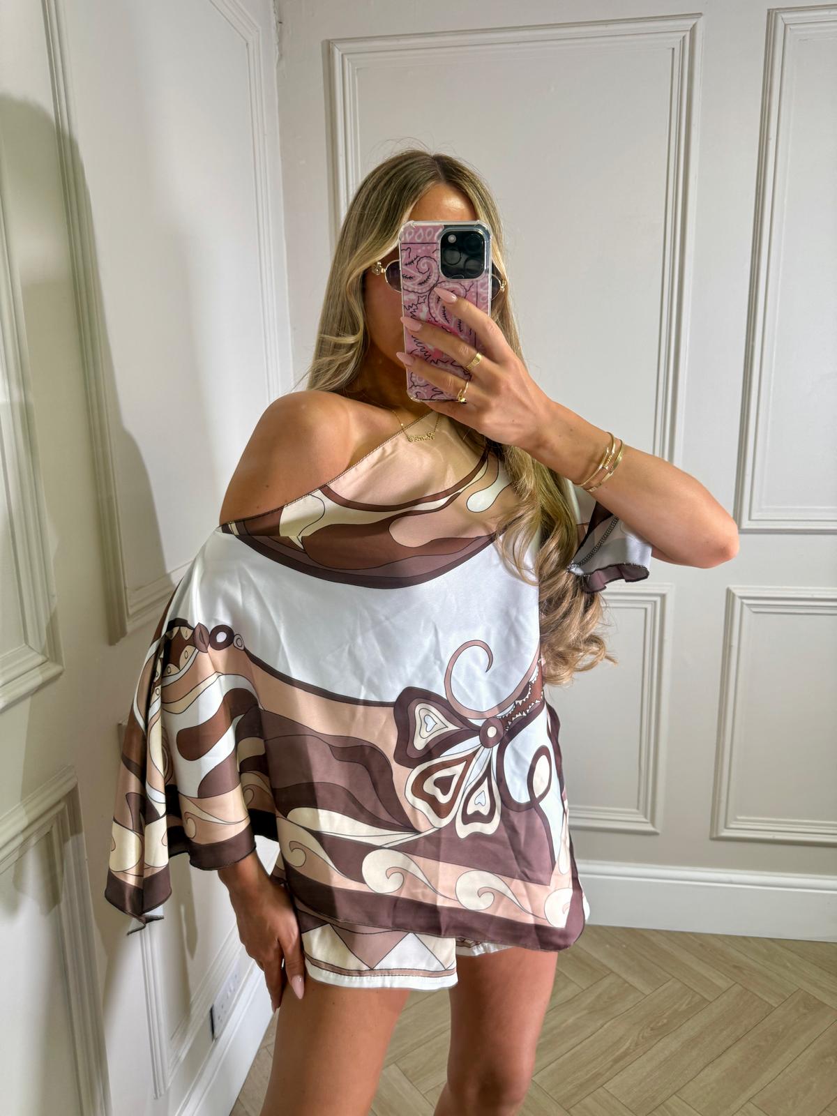 Cape top co-ord - brown