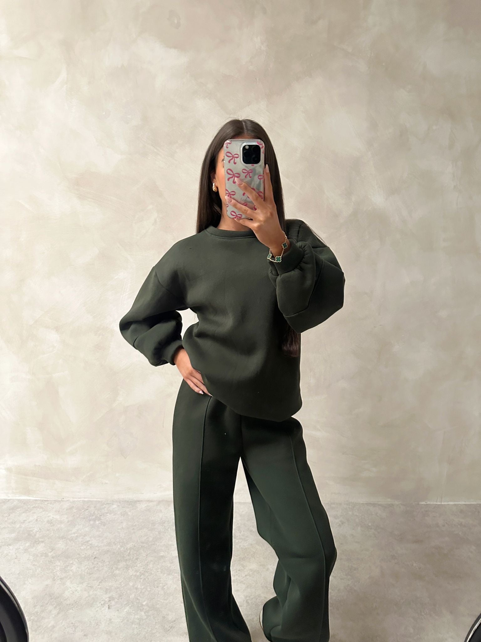 Sweatshirt flare leg tracksuit - khaki