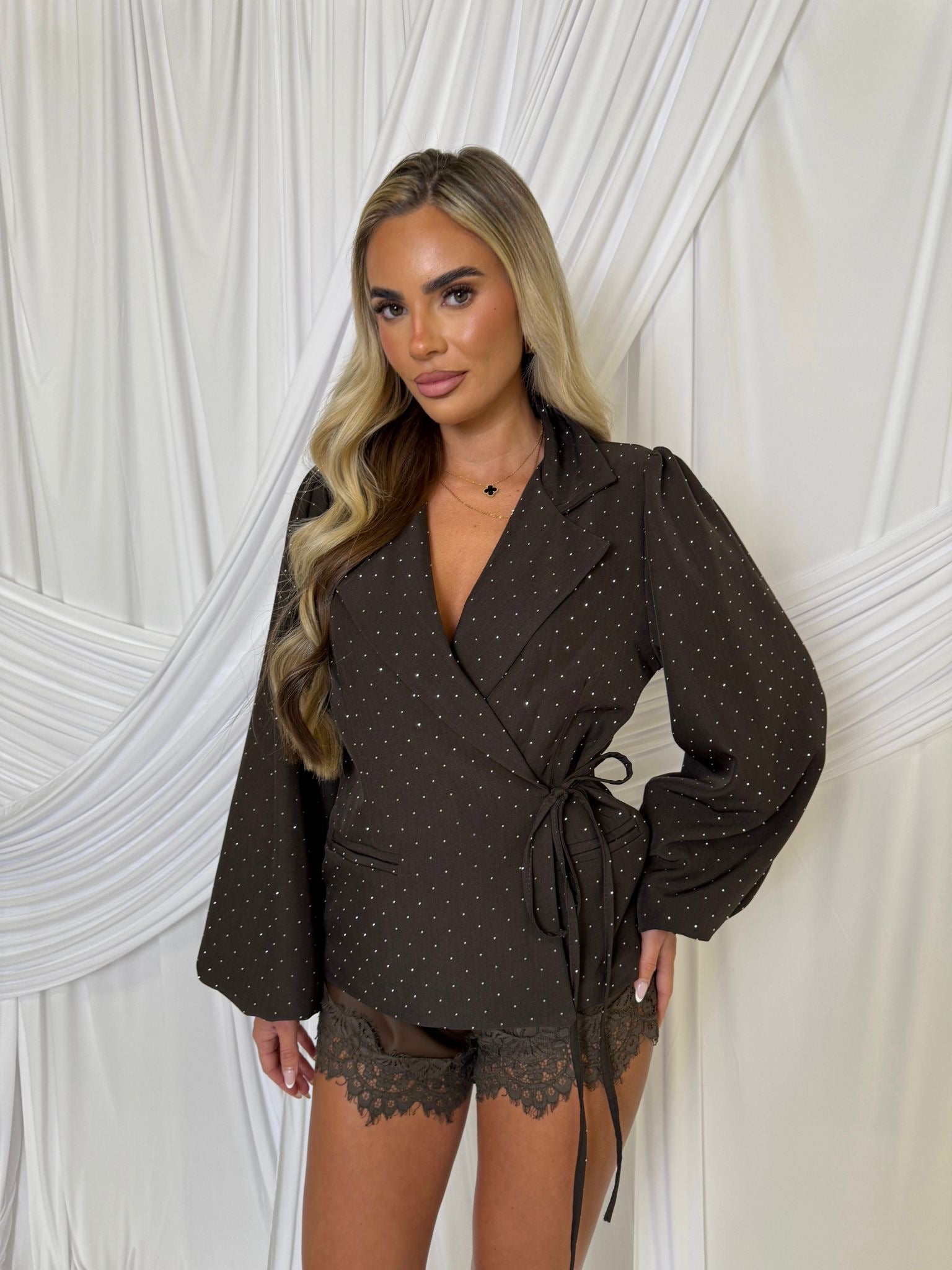 Diamond Blazer Top - Brown