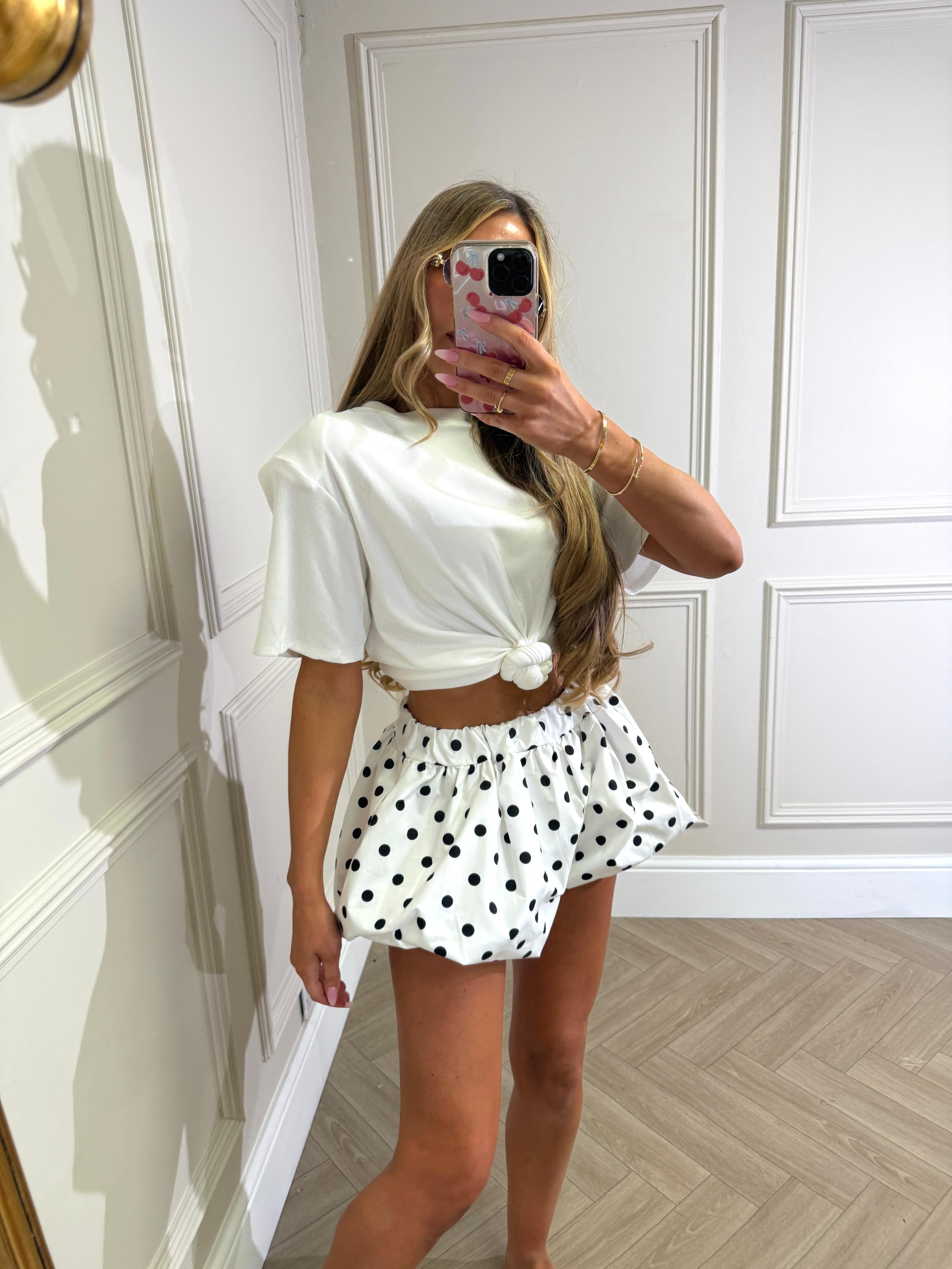 Balloon dot shorts - cream