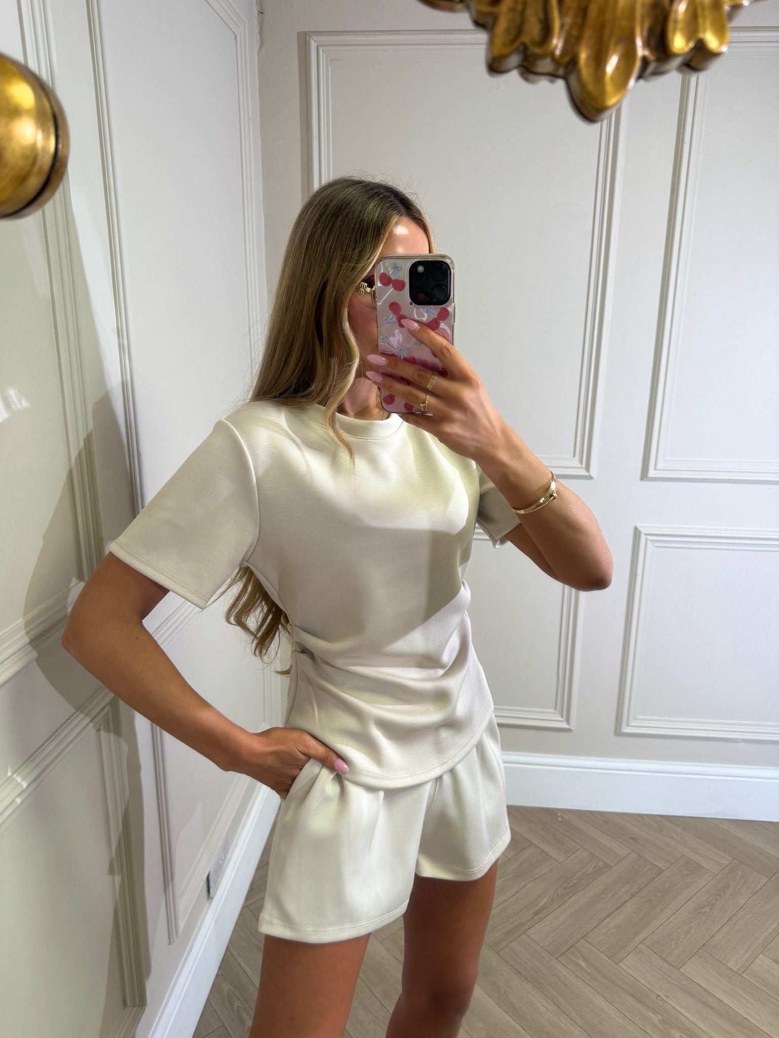 Pleated short set - cream