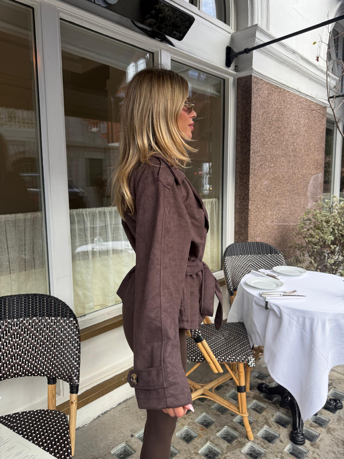 Suede trench jacket - brown