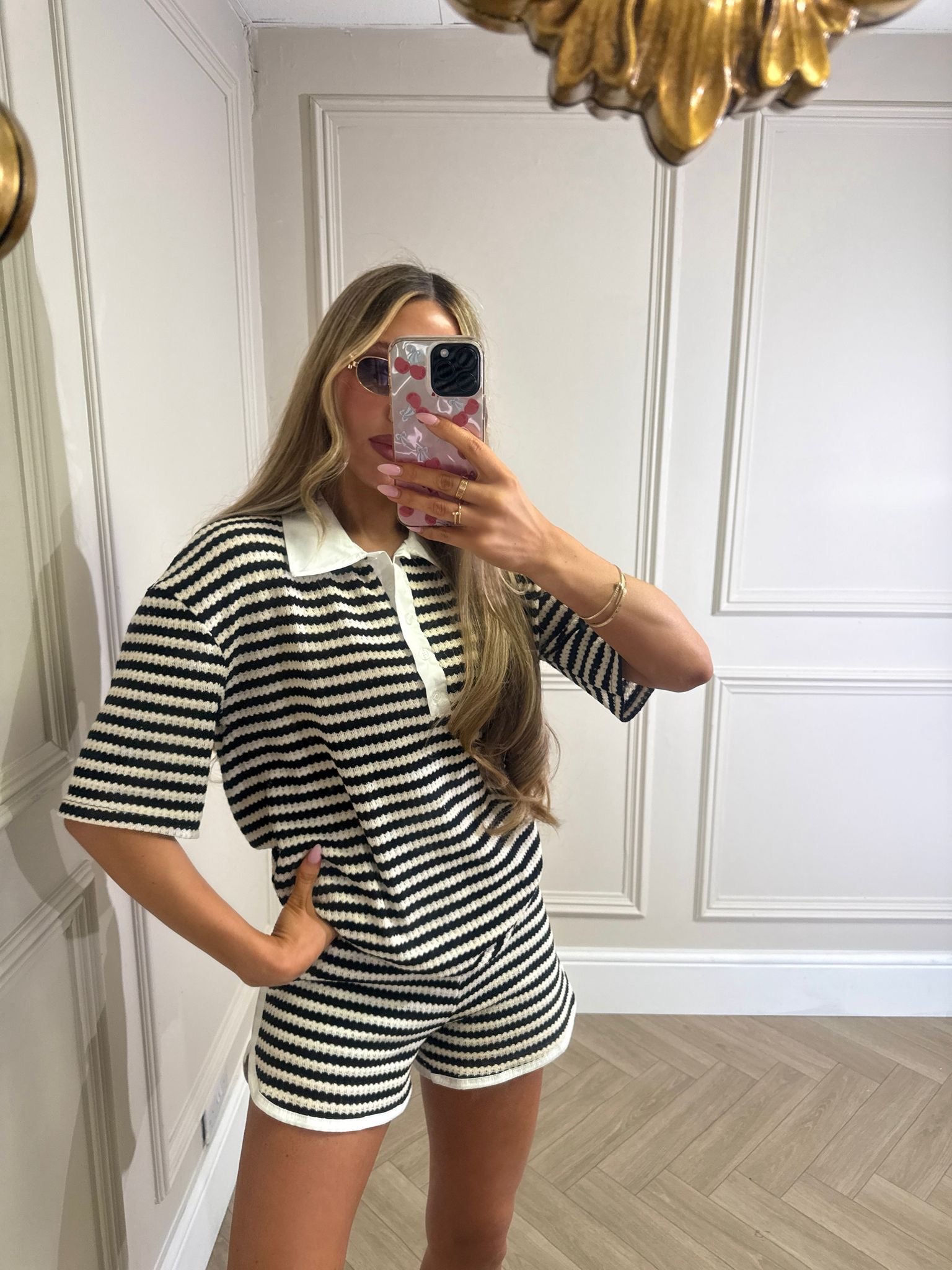 Collar stripe co-ord - black