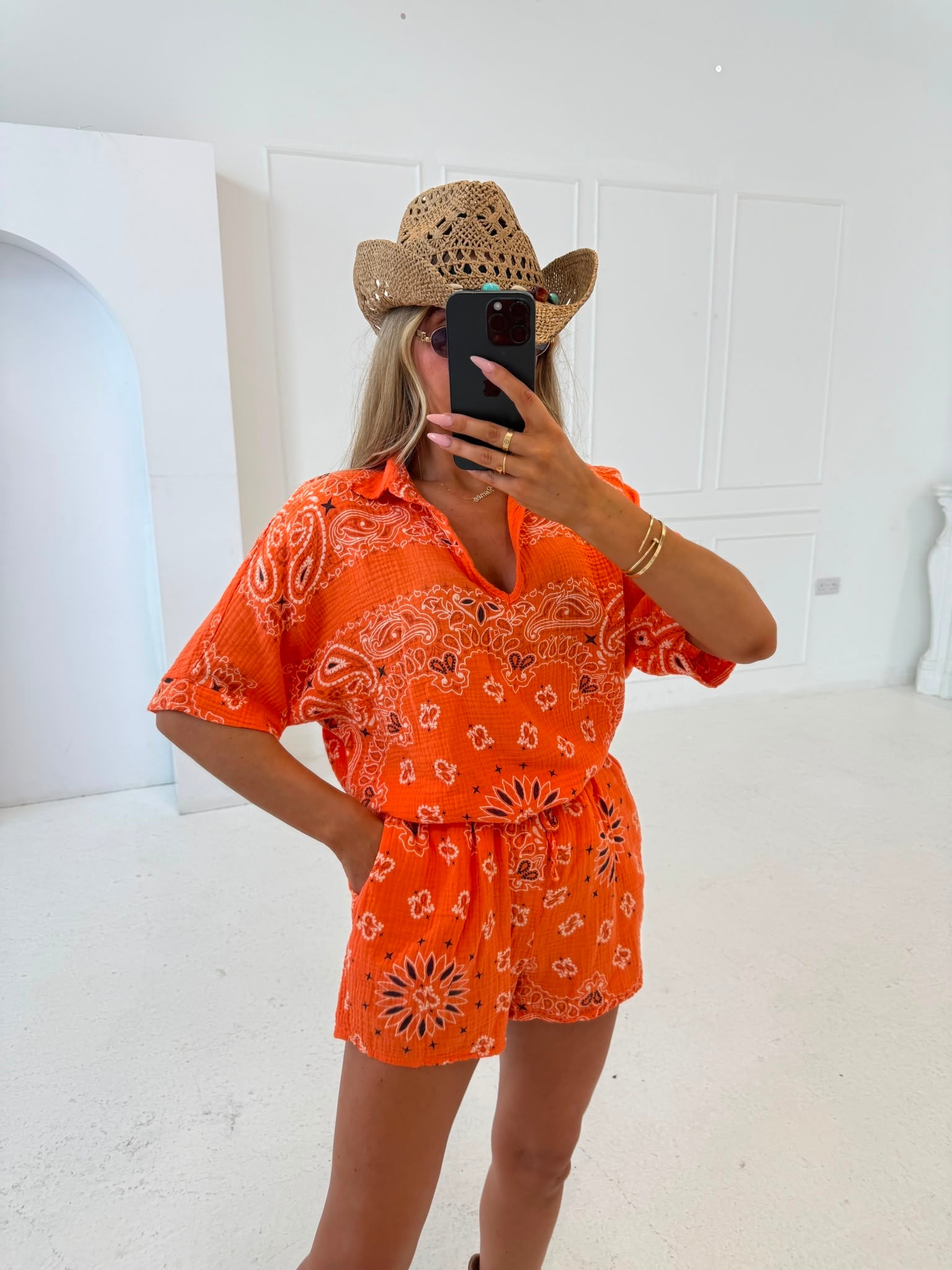 Bandana short sleeve set - orange