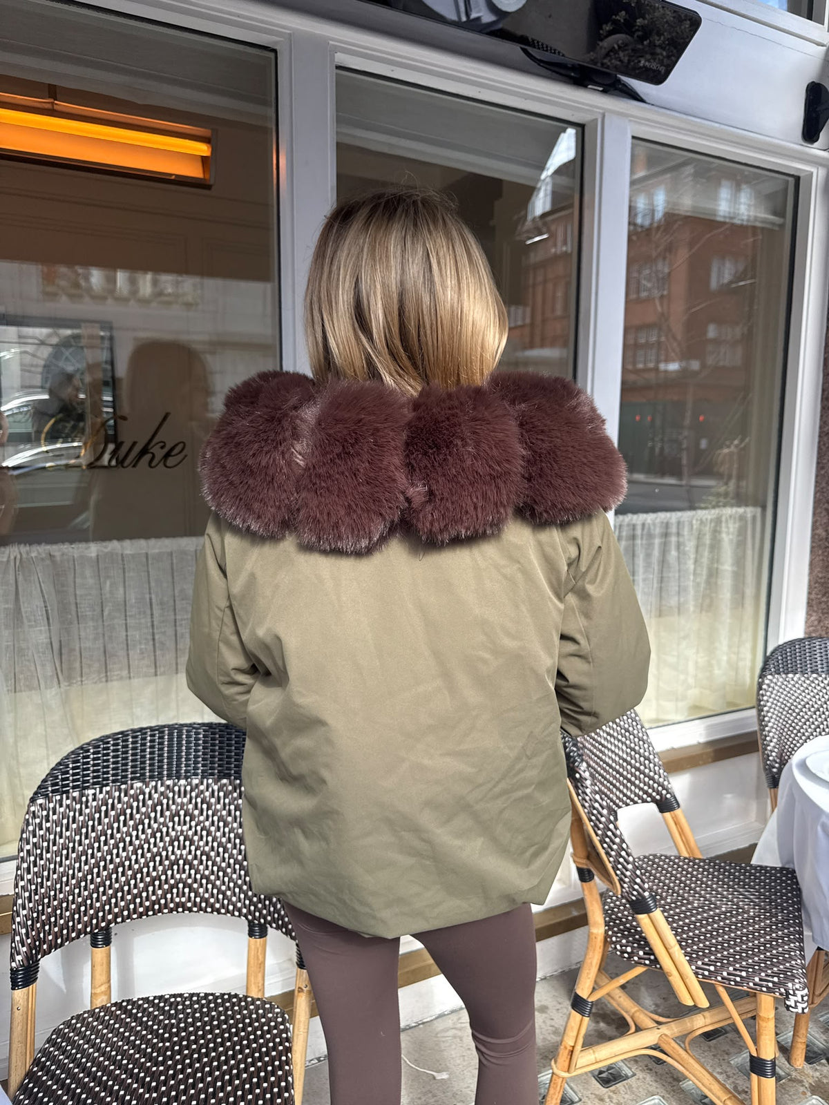 Selina faux fur jacket - khaki