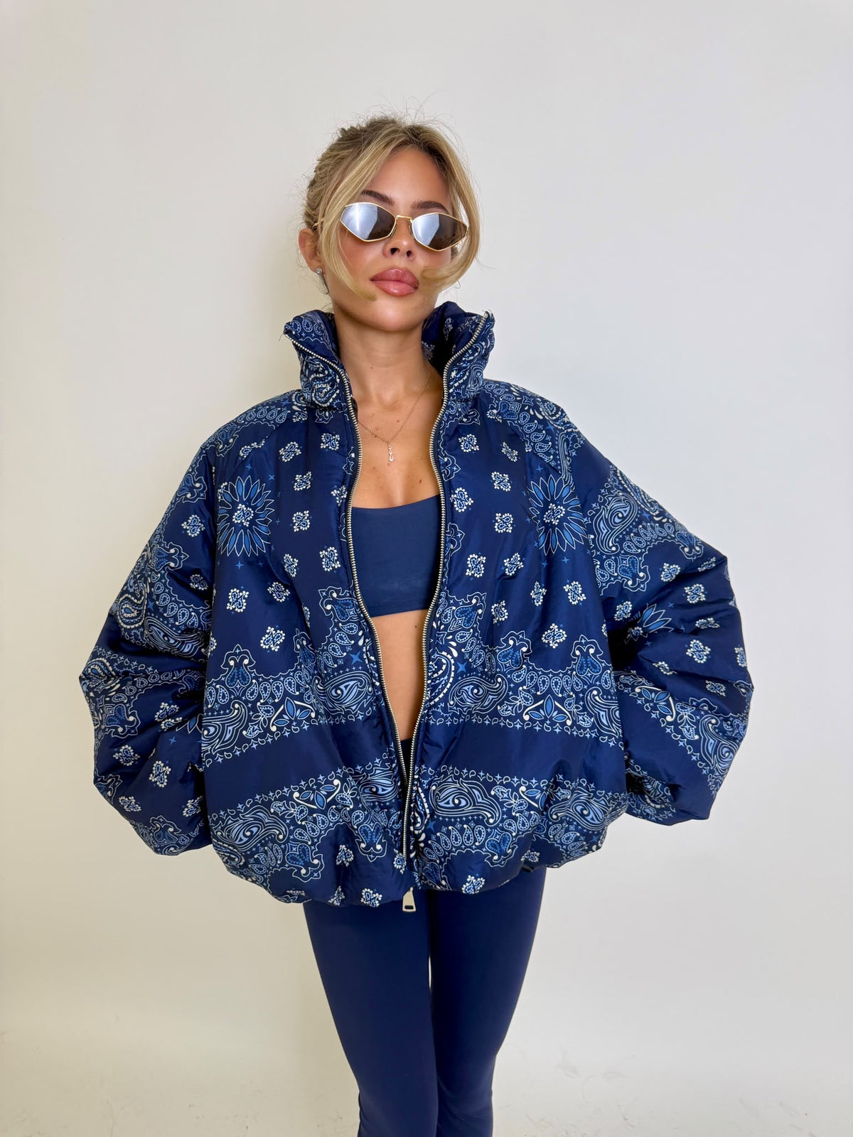 Bandana puffa jacket - navy