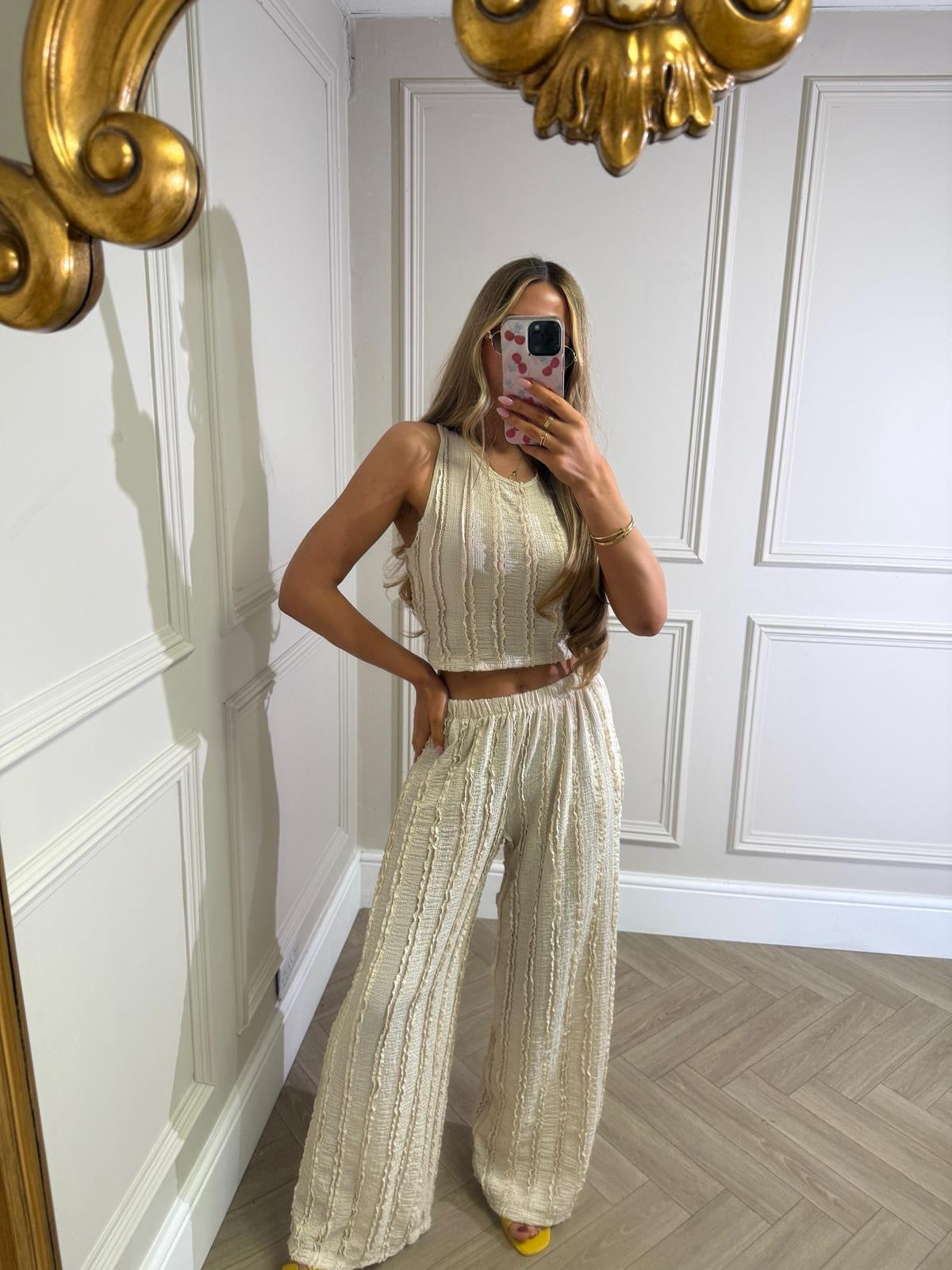 Zoey crinkle two piece - beige