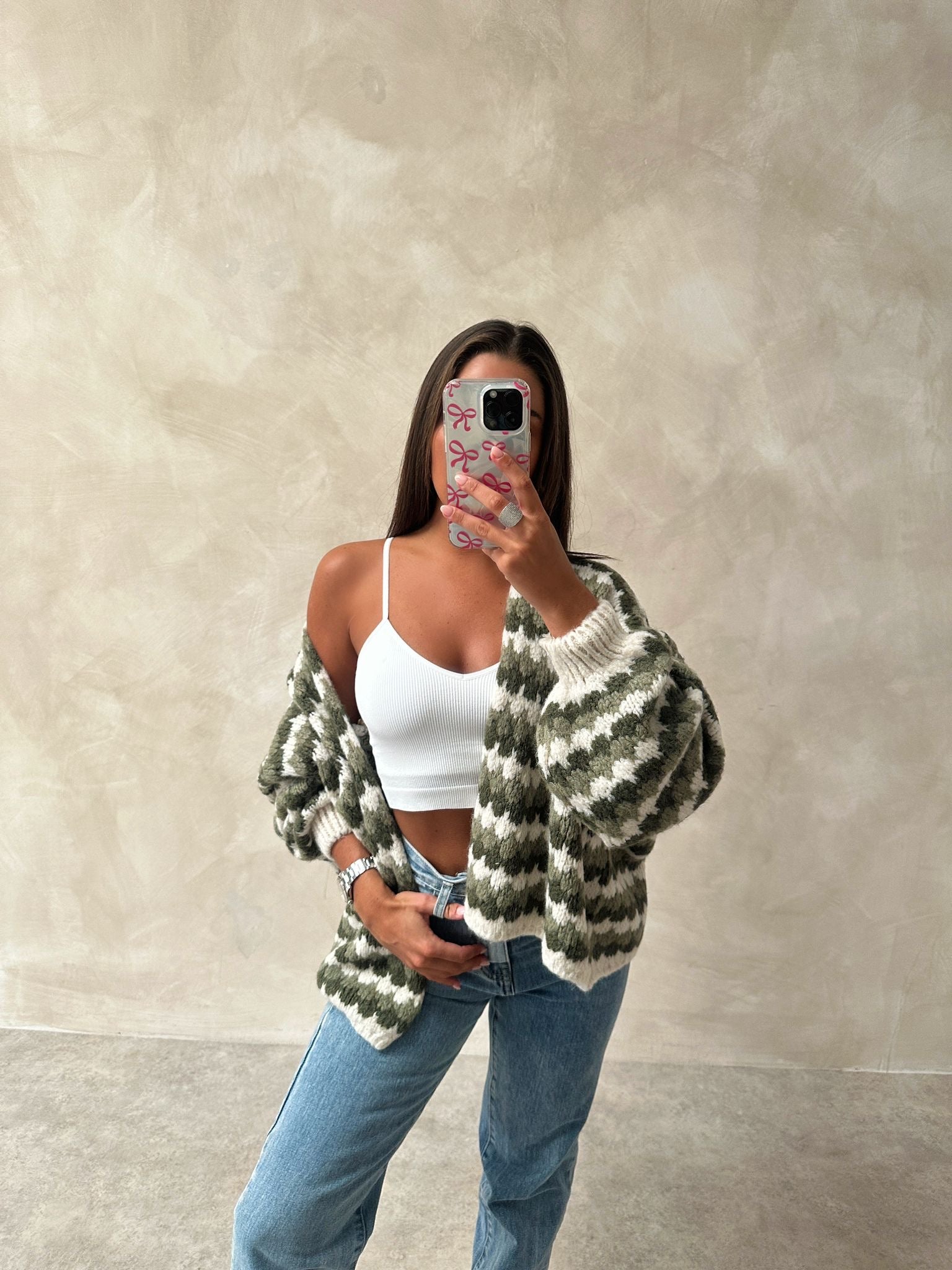 Pattern cardigan - khaki