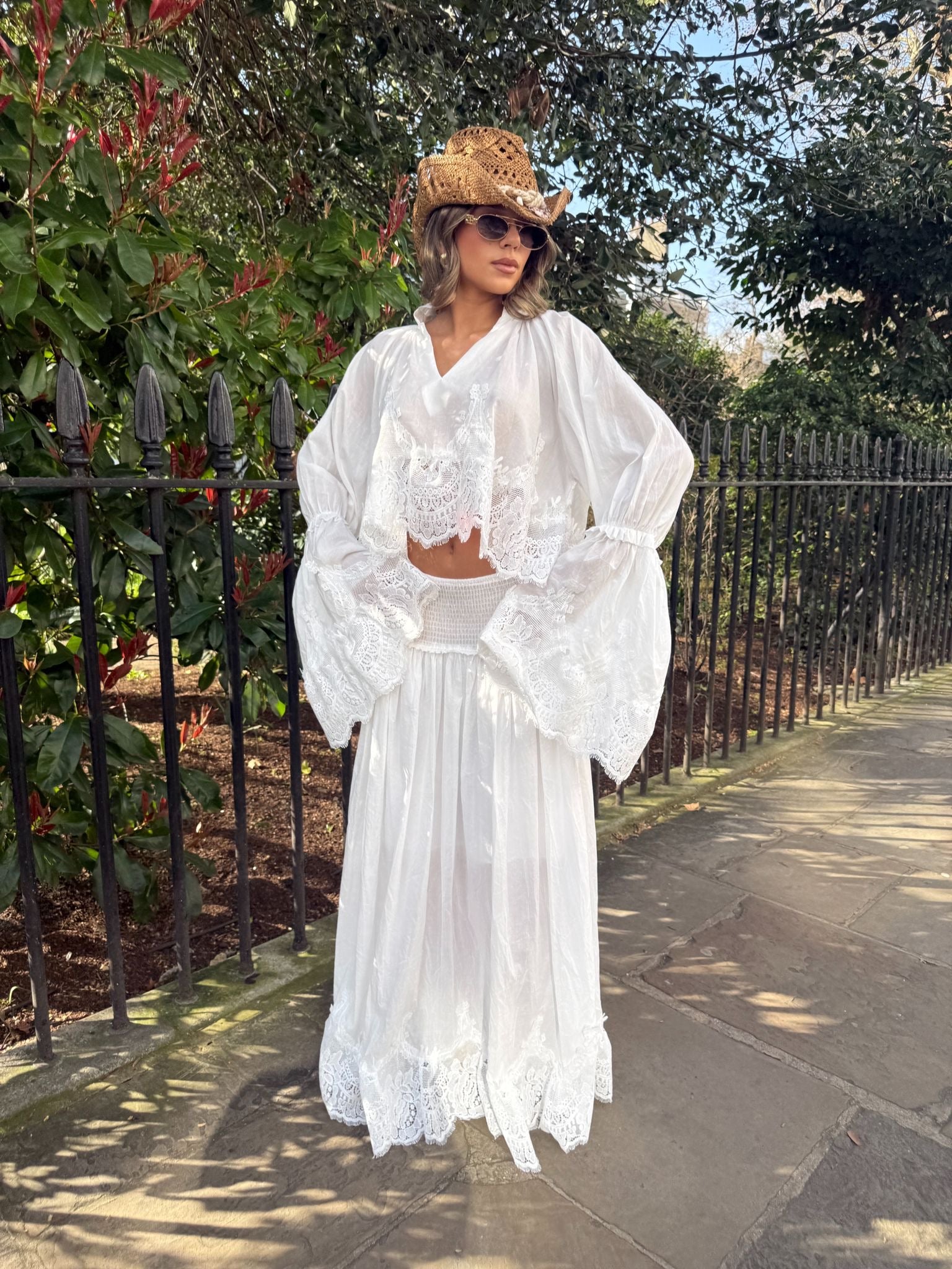 Maria maxi skirt co-ord - white