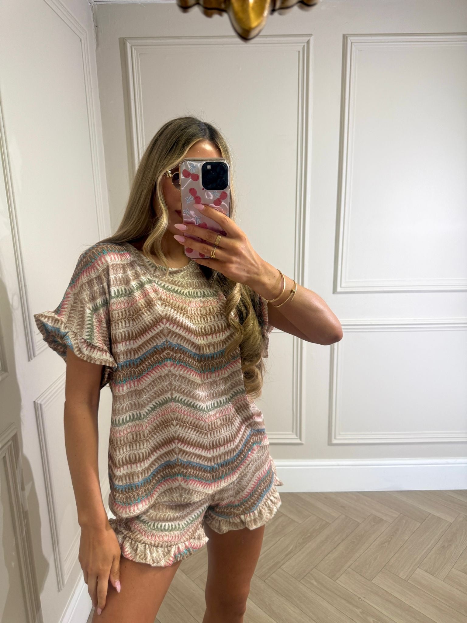 Frill pattern co-ord - beige