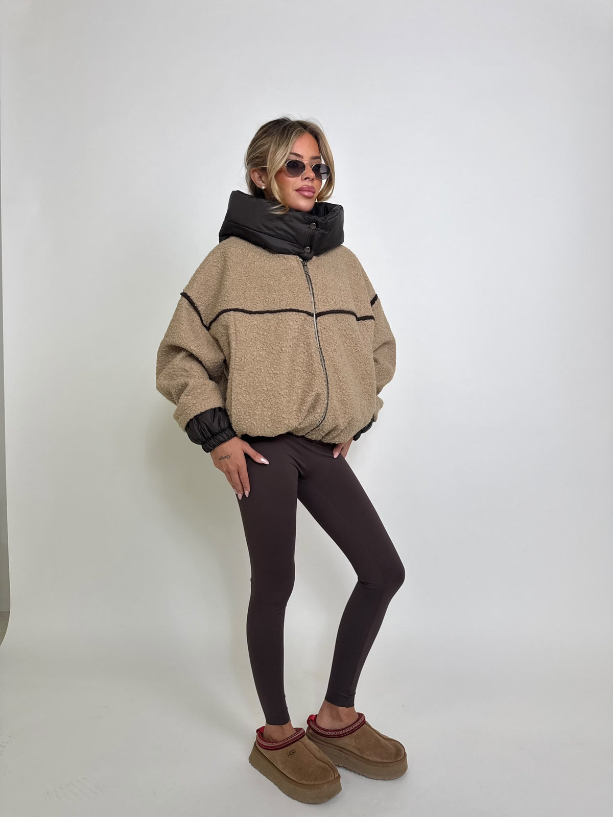 Borg hood jacket - beige
