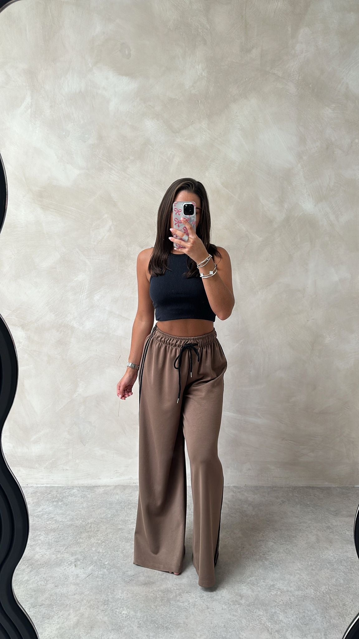 Stripe flare joggers - mocha