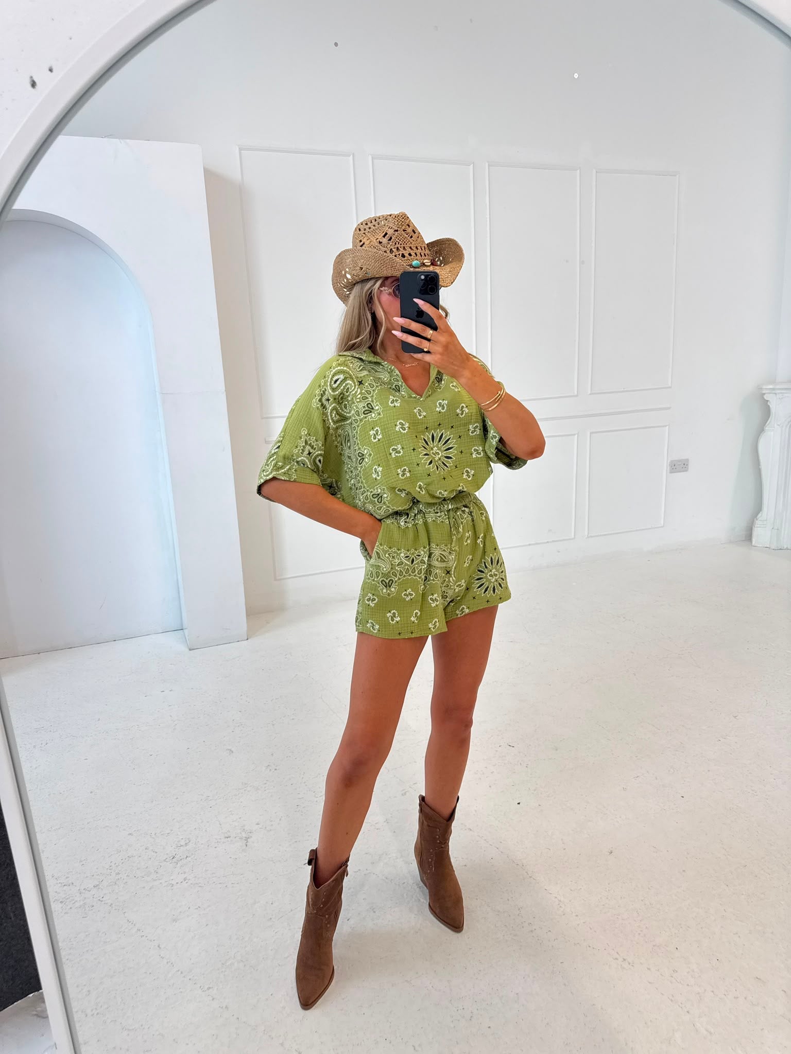 Bandana short sleeve set - green