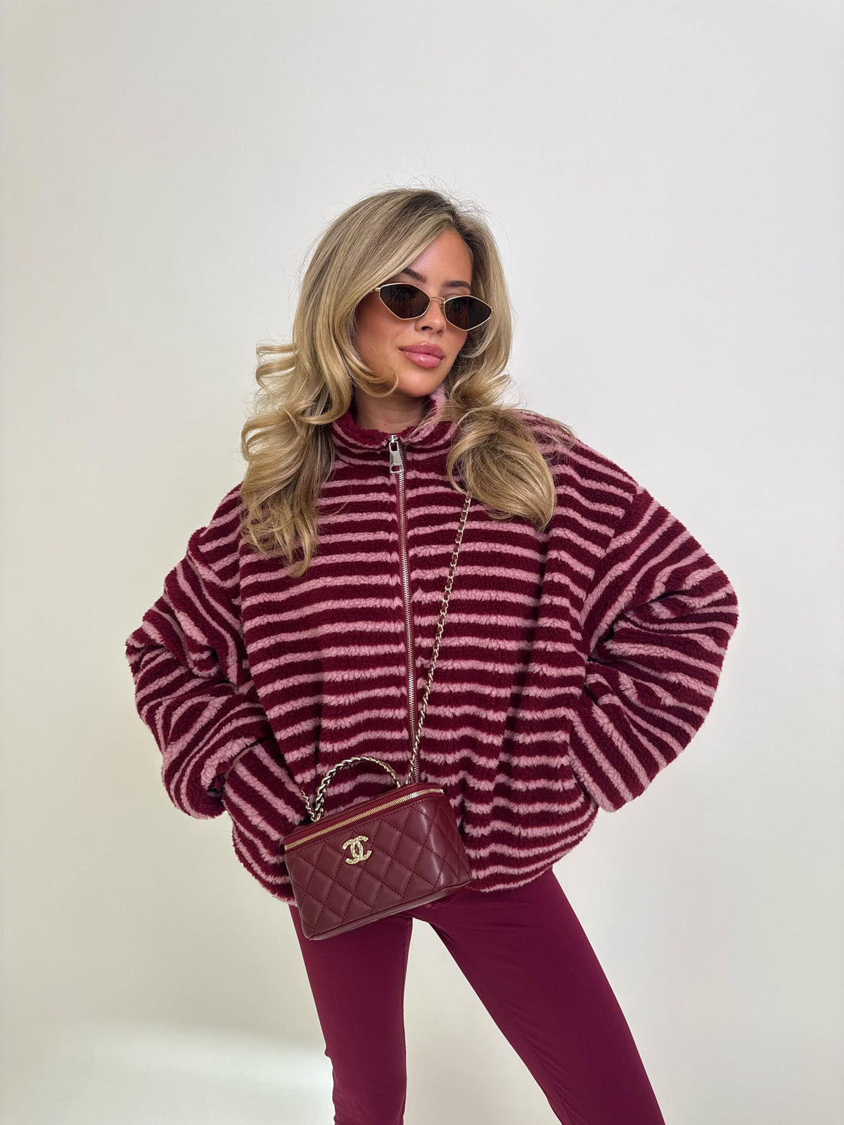 Stripe fleece - wine