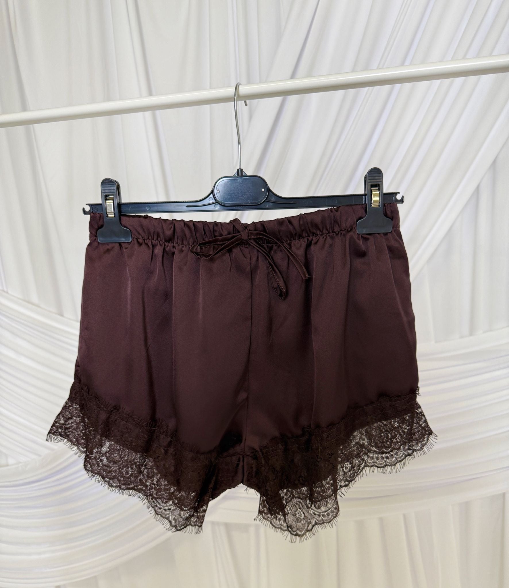 Silk lace shorts - brown